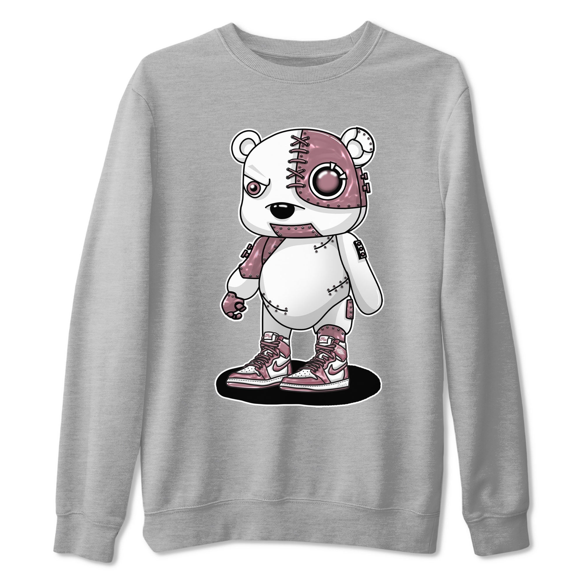Air Jordan 1 Mauve shirt to match jordans Cyborg Bear sneaker tees AJ1 Mauve Drip Gear Zone Sneaker Matching Clothing Brand Unisex Sneaker Tee Heather Grey 2 T-Shirt