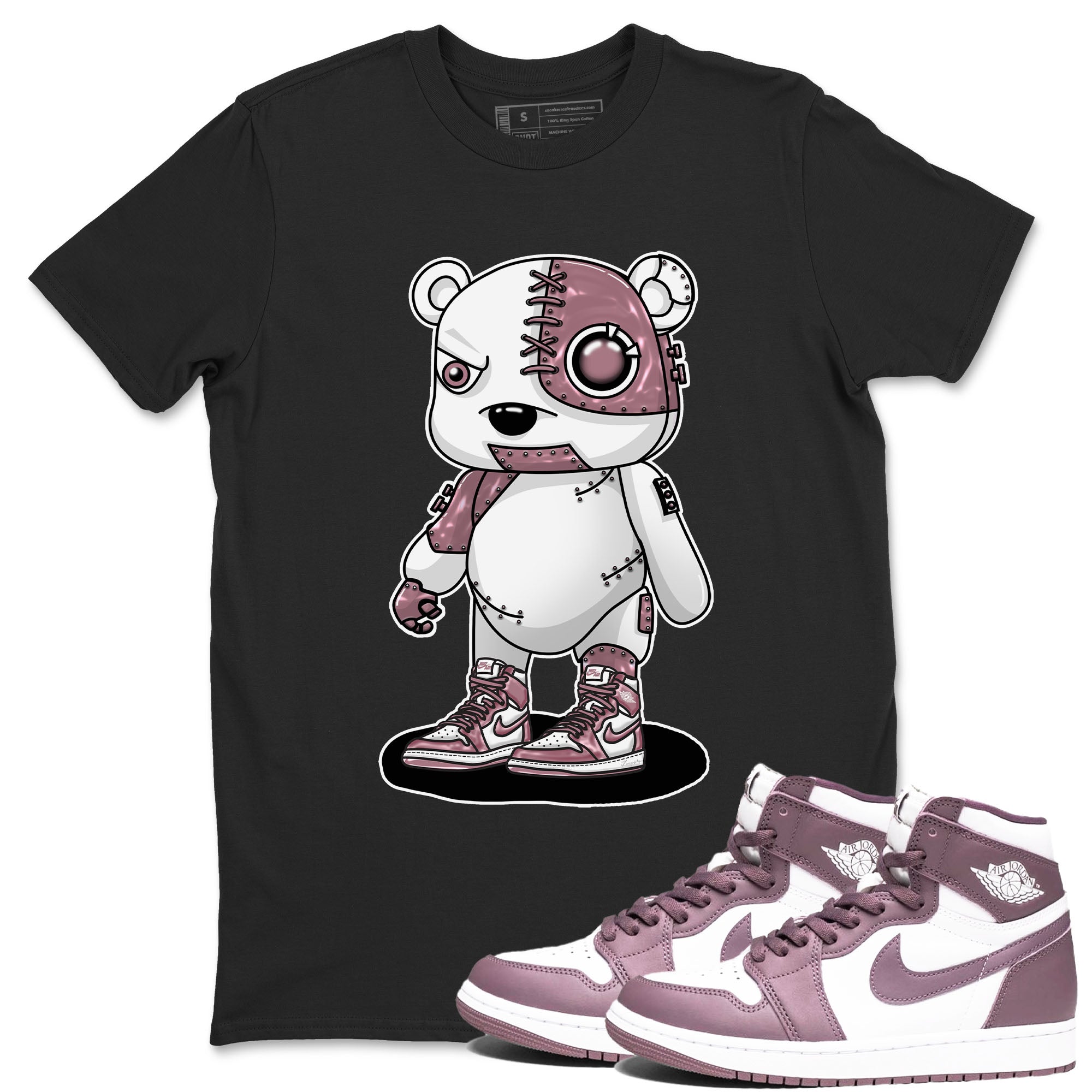 Air Jordan 1 Mauve shirt to match jordans Cyborg Bear sneaker tees AJ1 Mauve Drip Gear Zone Sneaker Matching Clothing Brand Unisex Sneaker Tee Black 1 T-Shirt