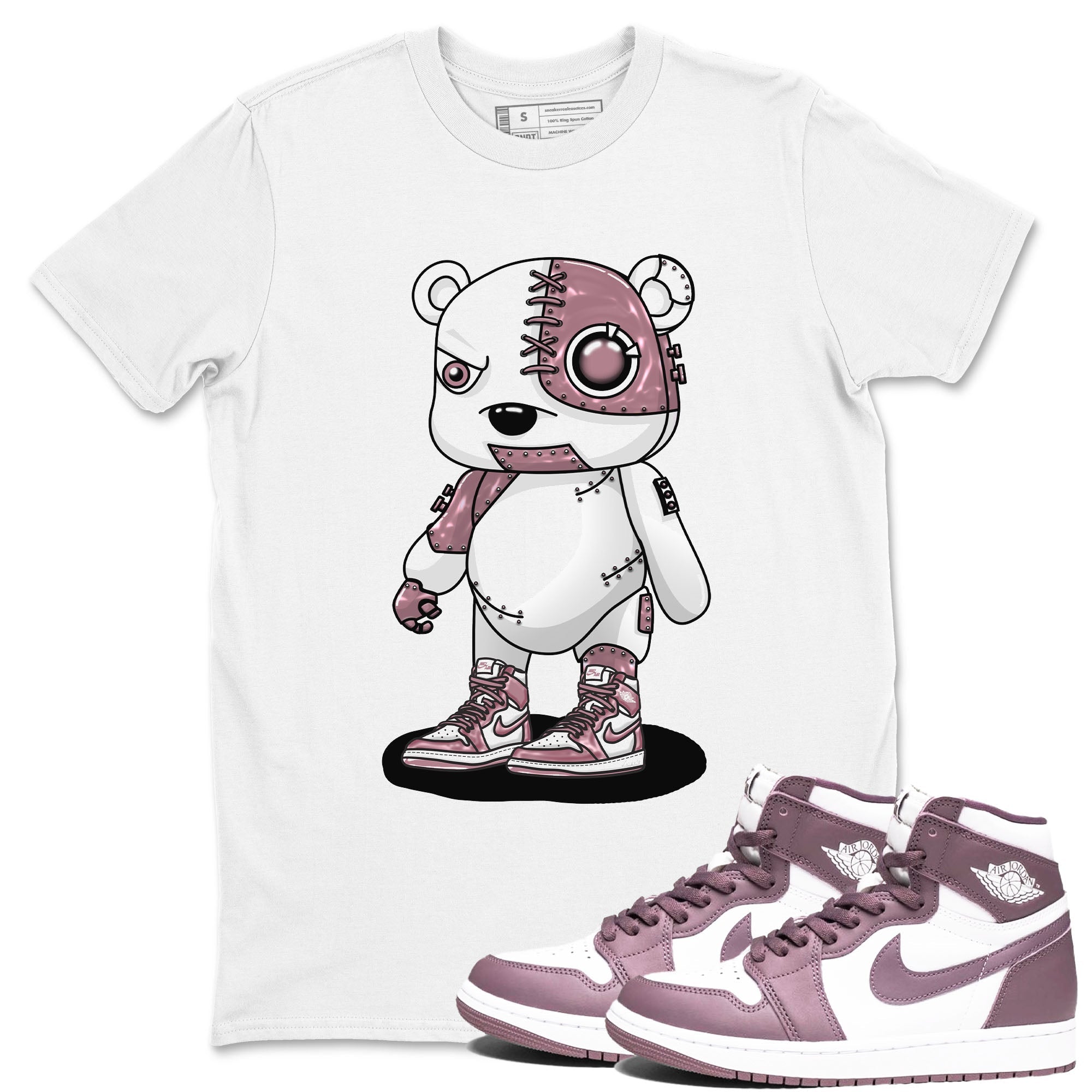 Air Jordan 1 Mauve shirt to match jordans Cyborg Bear sneaker tees AJ1 Mauve Drip Gear Zone Sneaker Matching Clothing Brand Unisex Sneaker Tee White 1 T-Shirt