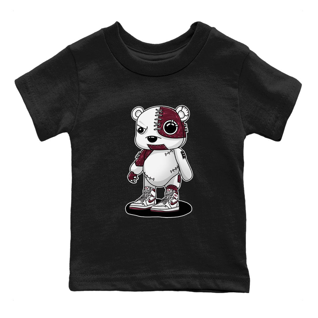 AJ1 Metalic Burgundy shirt to match jordans Cyborg Bear sneaker tees Air Jordan 1 Metalic Burgundy Drip Gear Zone baby toddler Black 2 cotton Shirt