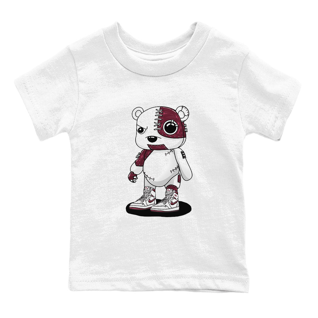 AJ1 Metalic Burgundy shirt to match jordans Cyborg Bear sneaker tees Air Jordan 1 Metalic Burgundy Drip Gear Zone baby toddler White 2 cotton Shirt