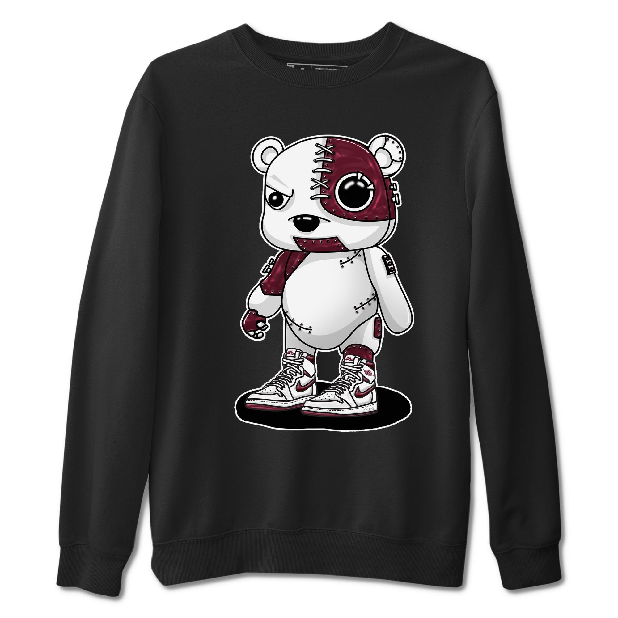 AJ1 Metalic Burgundy shirt to match jordans Cyborg Bear sneaker tees Air Jordan 1 Metalic Burgundy Drip Gear Zone unisex cotton Black 2 crew neck shirt
