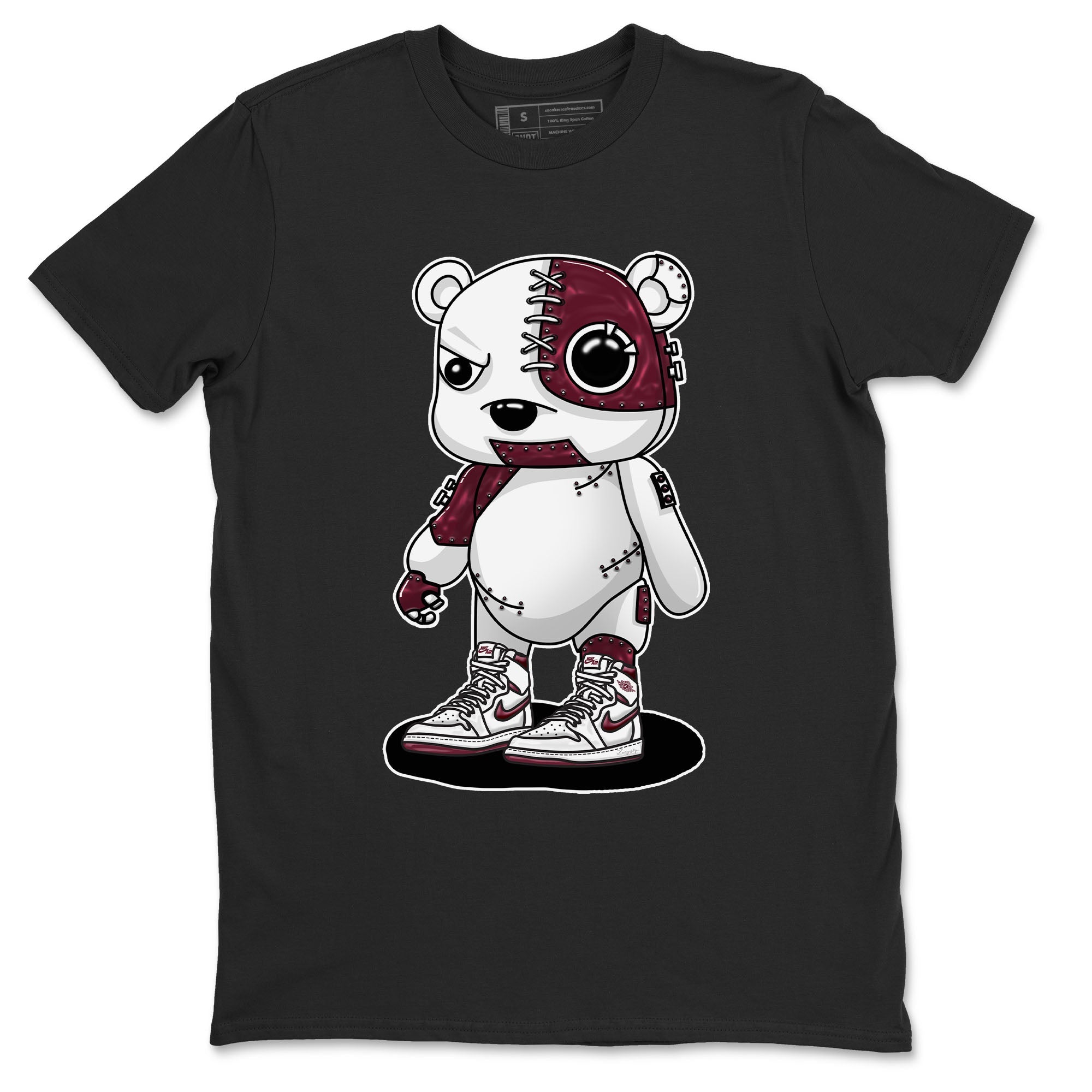 AJ1 Metalic Burgundy shirt to match jordans Cyborg Bear sneaker tees Air Jordan 1 Metalic Burgundy Drip Gear Zone unisex cotton Black 2 crew neck shirt