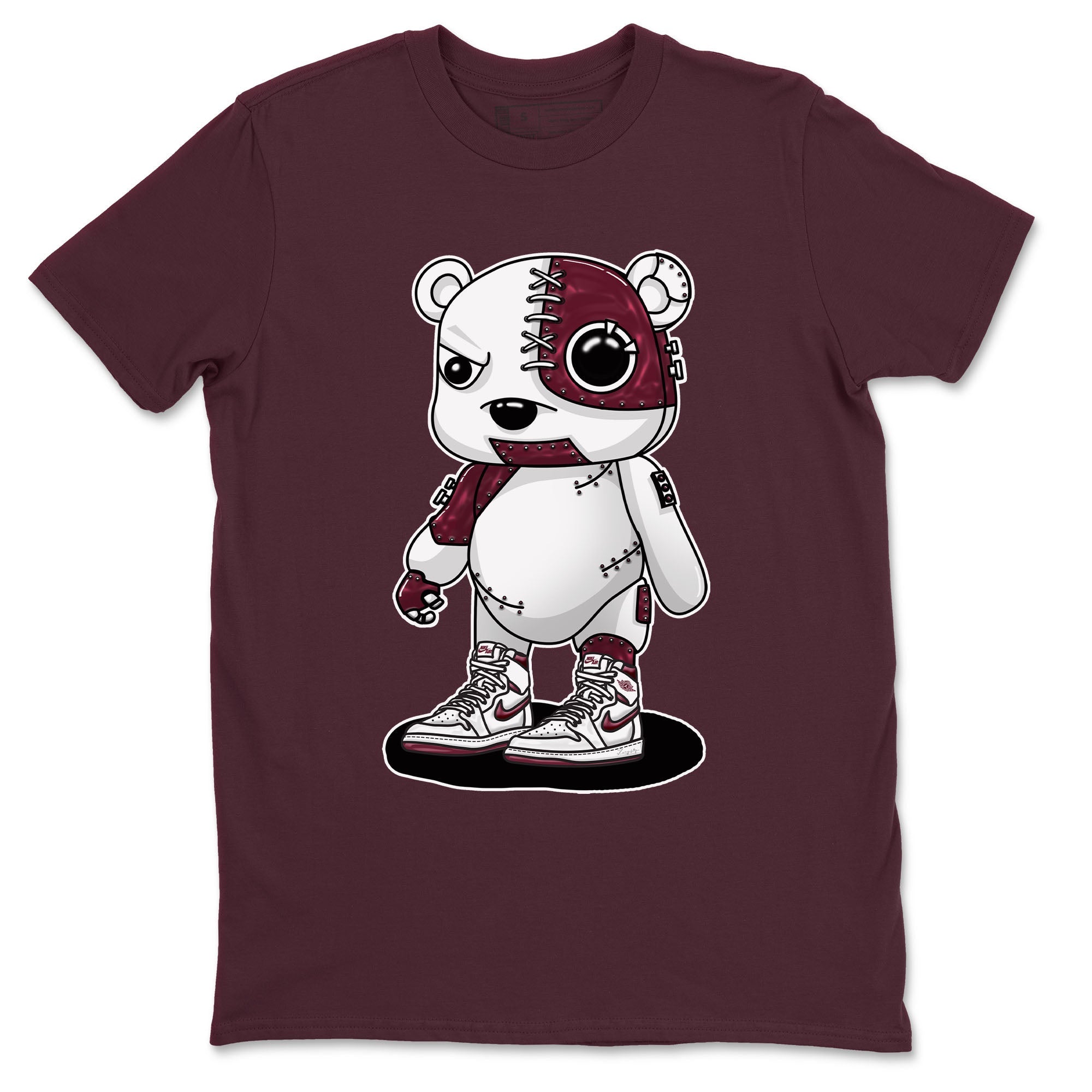 AJ1 Metalic Burgundy shirt to match jordans Cyborg Bear sneaker tees Air Jordan 1 Metalic Burgundy Drip Gear Zone unisex cotton Maroon 2 crew neck shirt
