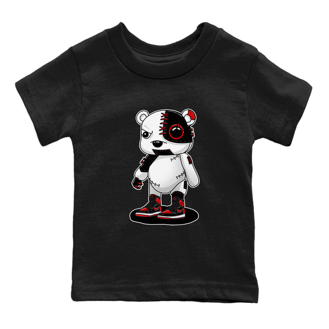 Air Jordan 1 Satin Bred shirt to match jordans Cyborg Bear sneaker tees AJ1 Retro Satin Bred Drip Gear Zone Sneaker Matching Clothing Brand Baby Toddler Black 2 T-Shirt