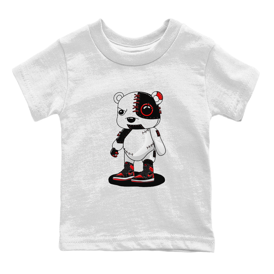 Air Jordan 1 Satin Bred shirt to match jordans Cyborg Bear sneaker tees AJ1 Retro Satin Bred Drip Gear Zone Sneaker Matching Clothing Brand Baby Toddler White 2 T-Shirt