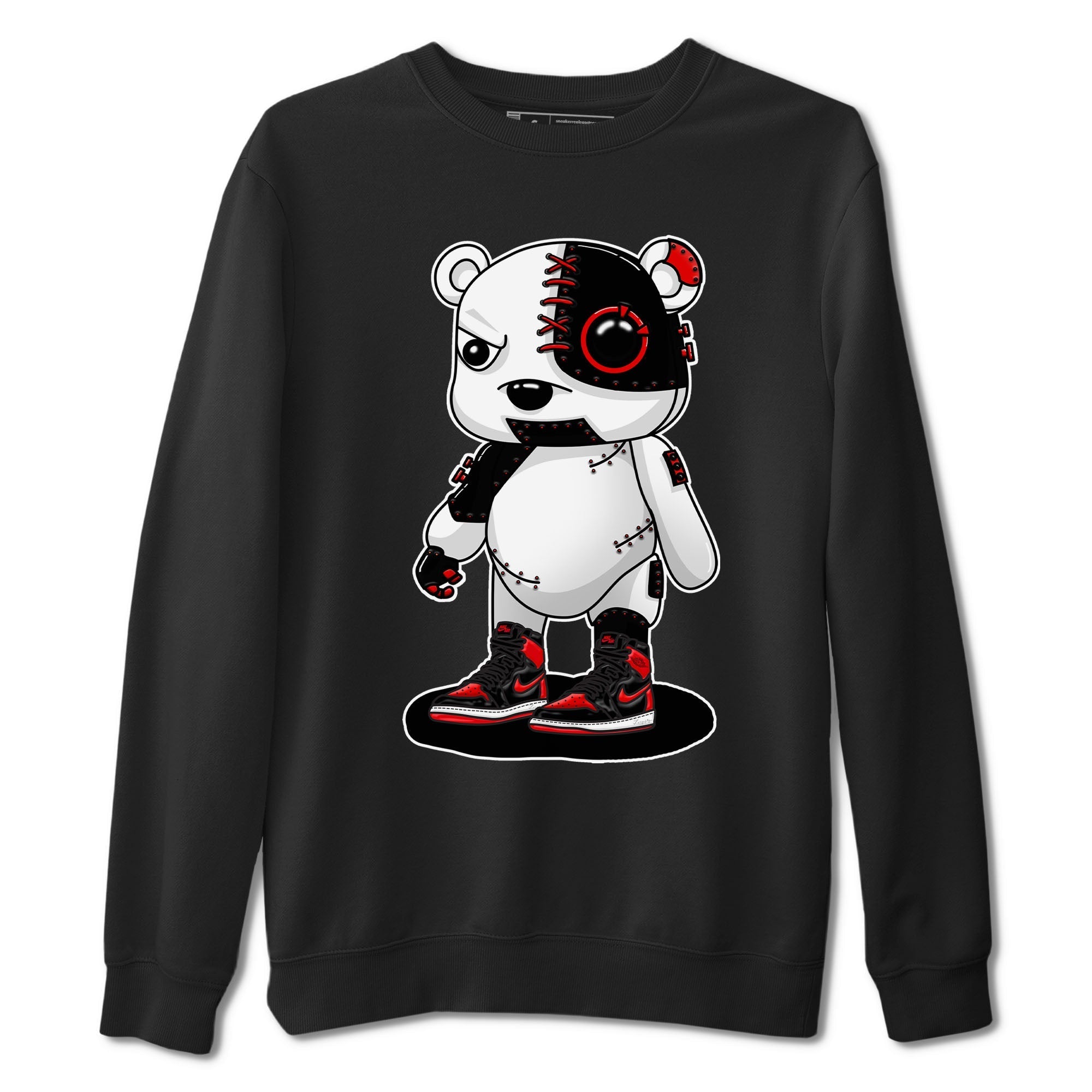 Air Jordan 1 Satin Bred shirt to match jordans Cyborg Bear sneaker tees AJ1 Retro Satin Bred Drip Gear Zone Sneaker Matching Clothing Brand Unisex Sneaker Tee Black 2 T-Shirt