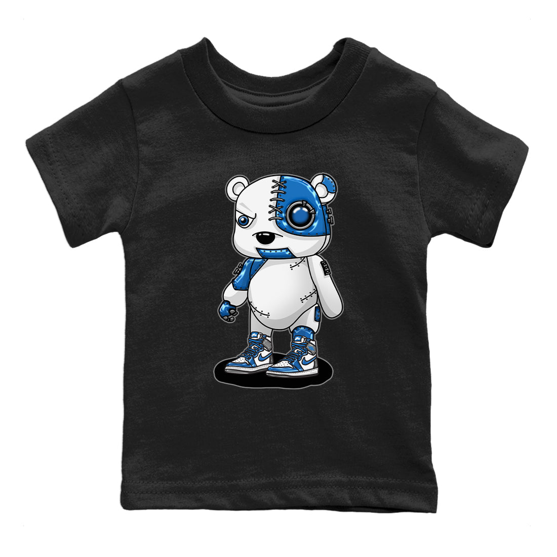 Jordan 1 True Blue Sneaker Matching T-Shirt Cyborg Bear Sneaker Tees Jordan 1 True Blue Sneaker Release Tees Kids Shirts