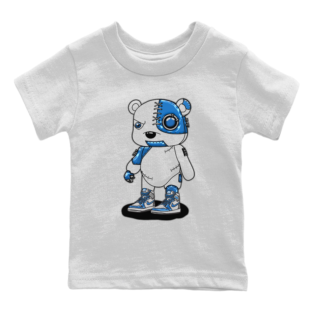 Jordan 1 True Blue Sneaker Matching T-Shirt Cyborg Bear Sneaker Tees Jordan 1 True Blue Sneaker Release Tees Kids Shirts