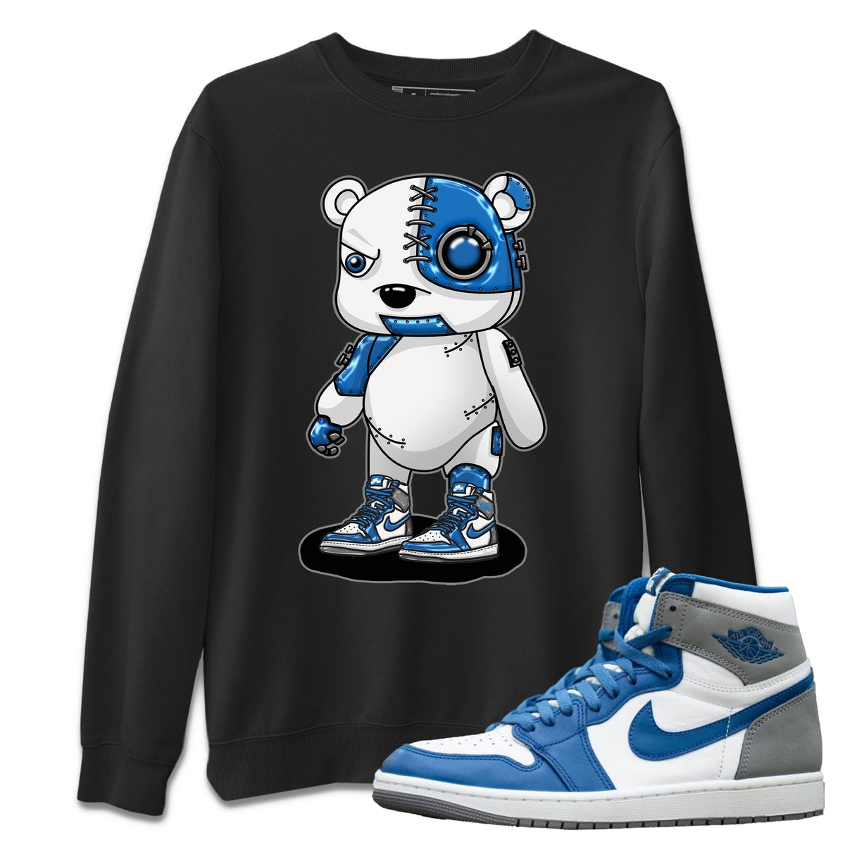 Jordan 1 True Blue Sneaker Matching T-Shirt Cyborg Bear Sneaker Tees Jordan 1 True Blue Sneaker Release Tees Crew Neck Tees