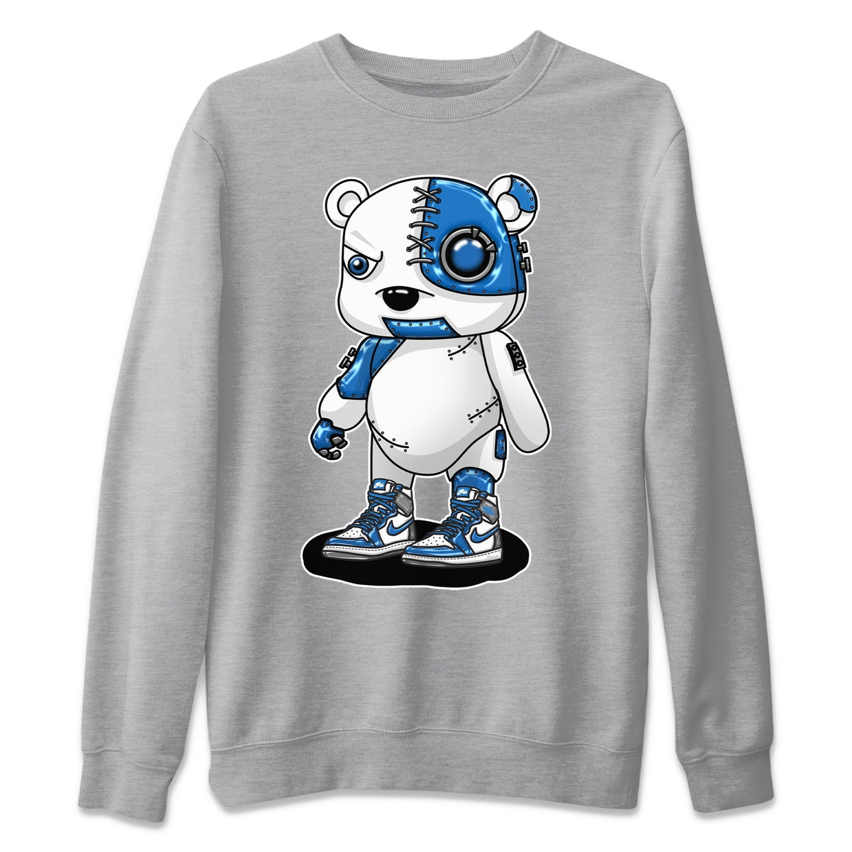 Jordan 1 True Blue Sneaker Matching T-Shirt Cyborg Bear Sneaker Tees Jordan 1 True Blue Sneaker Release Tees Crew Neck Tees