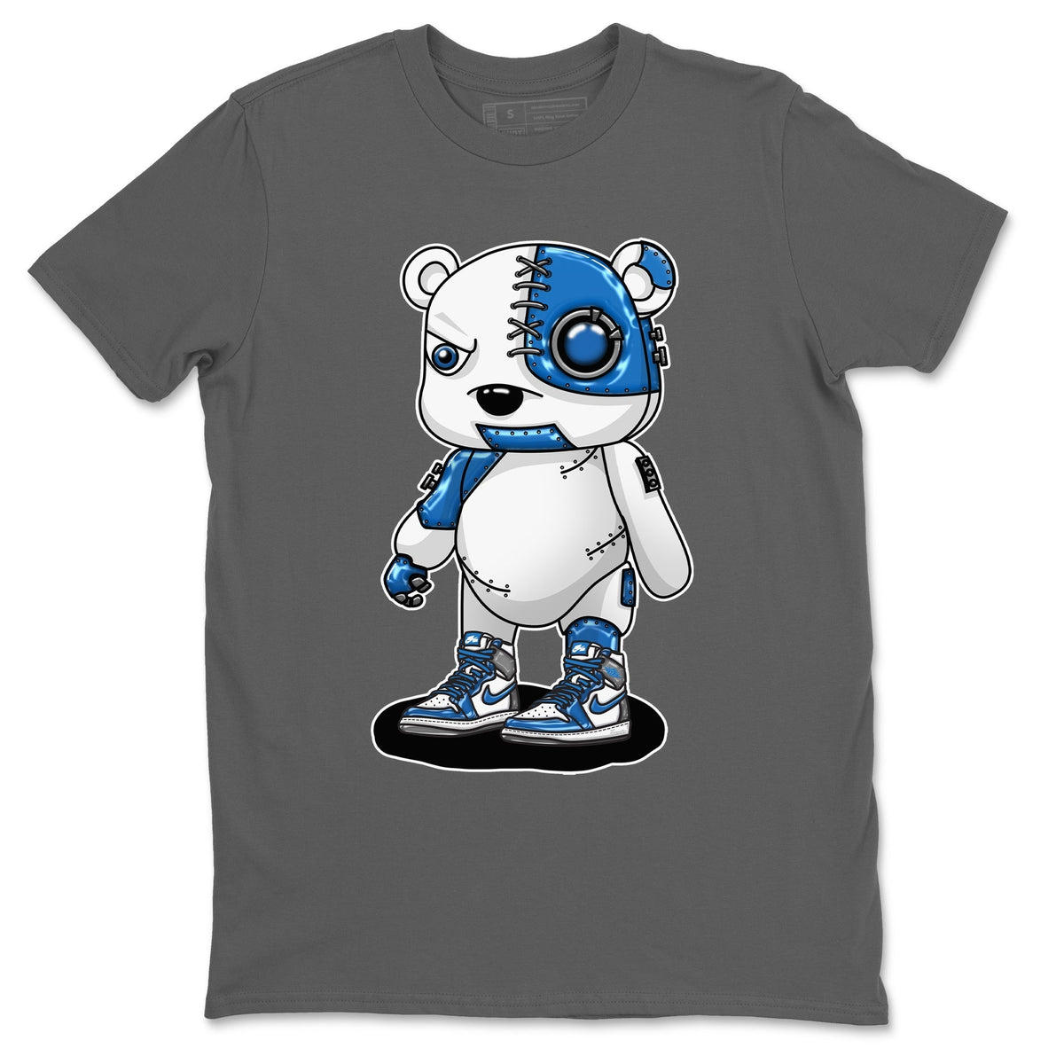 Jordan 1 True Blue Sneaker Matching T-Shirt Cyborg Bear Sneaker Tees Jordan 1 True Blue Sneaker Release Tees Crew Neck Tees
