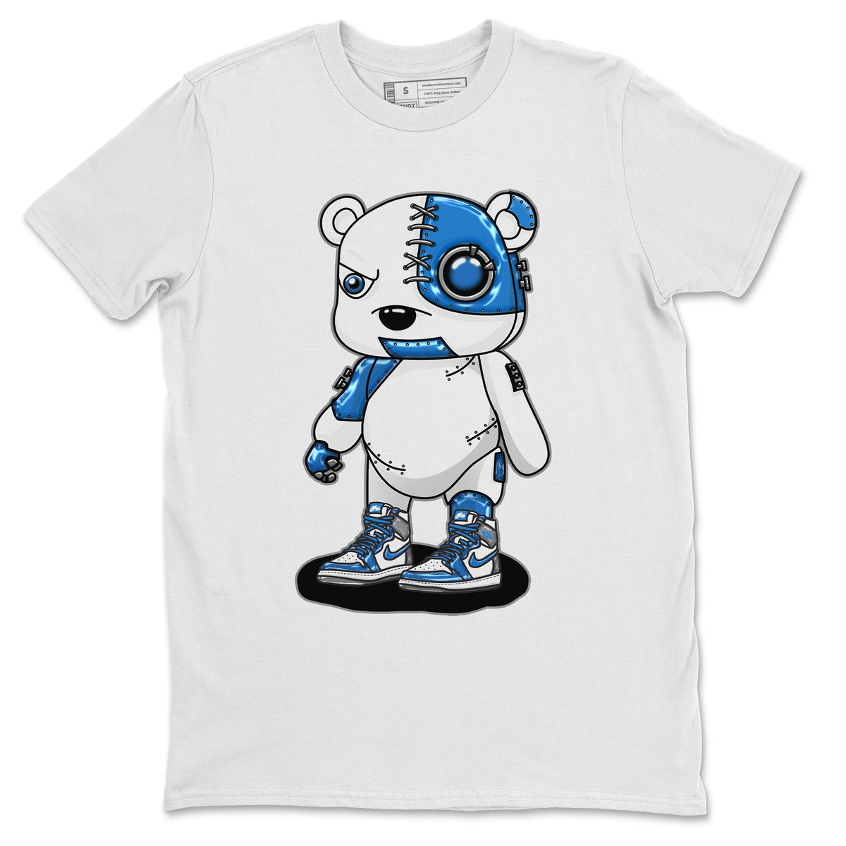 Jordan 1 True Blue Sneaker Matching T-Shirt Cyborg Bear Sneaker Tees Jordan 1 True Blue Sneaker Release Tees Crew Neck Tees
