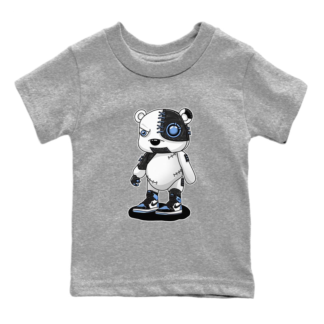Air Jordan 1 Retro High OG University Blue shirt to match jordans Cyborg Bear Streetwear Sneaker Shirt Air Jordan 1 UNC Toe Drip Gear Zone Sneaker Matching Clothing Baby Toddler Heather Grey 2 T-Shirt