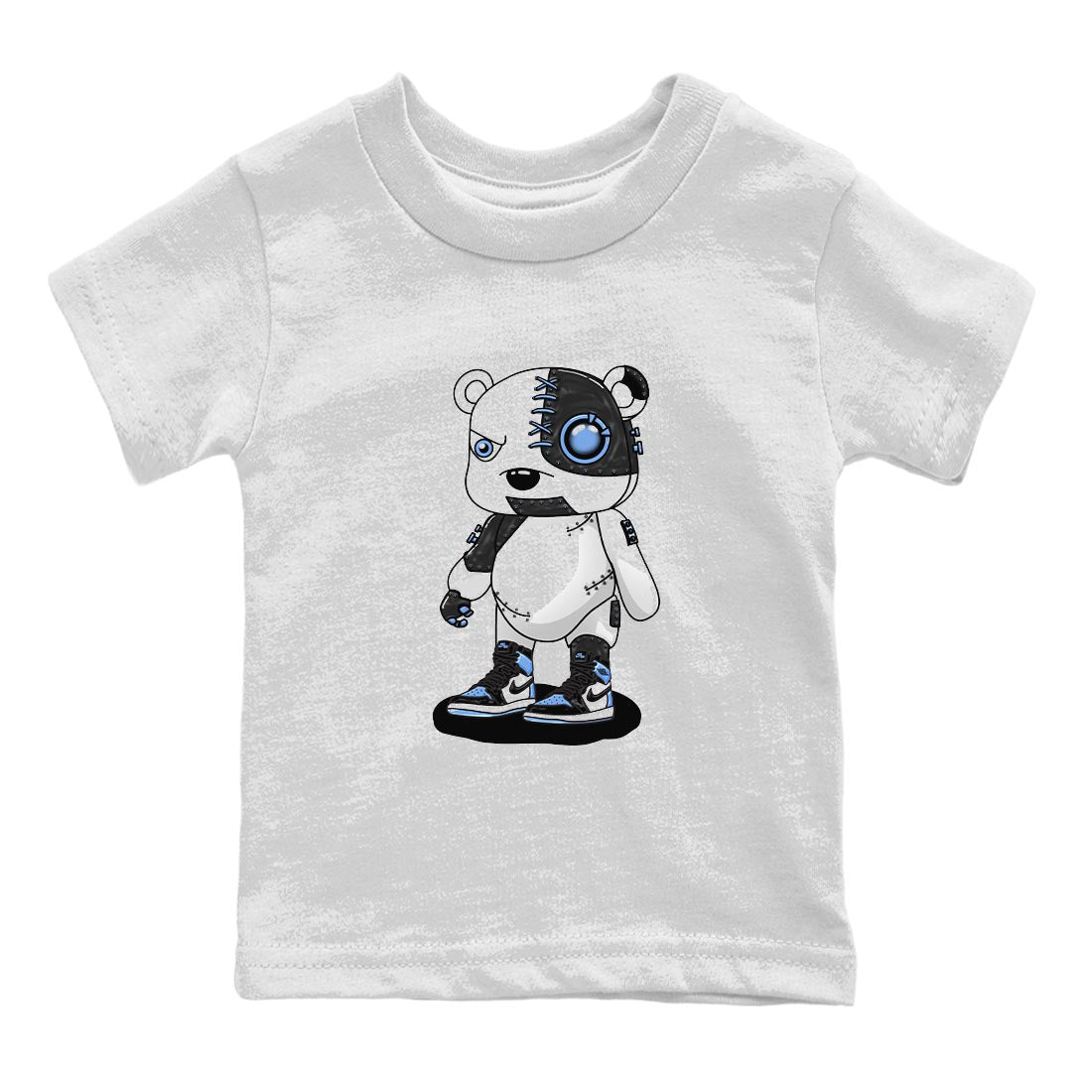 Air Jordan 1 Retro High OG University Blue shirt to match jordans Cyborg Bear Streetwear Sneaker Shirt Air Jordan 1 UNC Toe Drip Gear Zone Sneaker Matching Clothing Baby Toddler White 2 T-Shirt