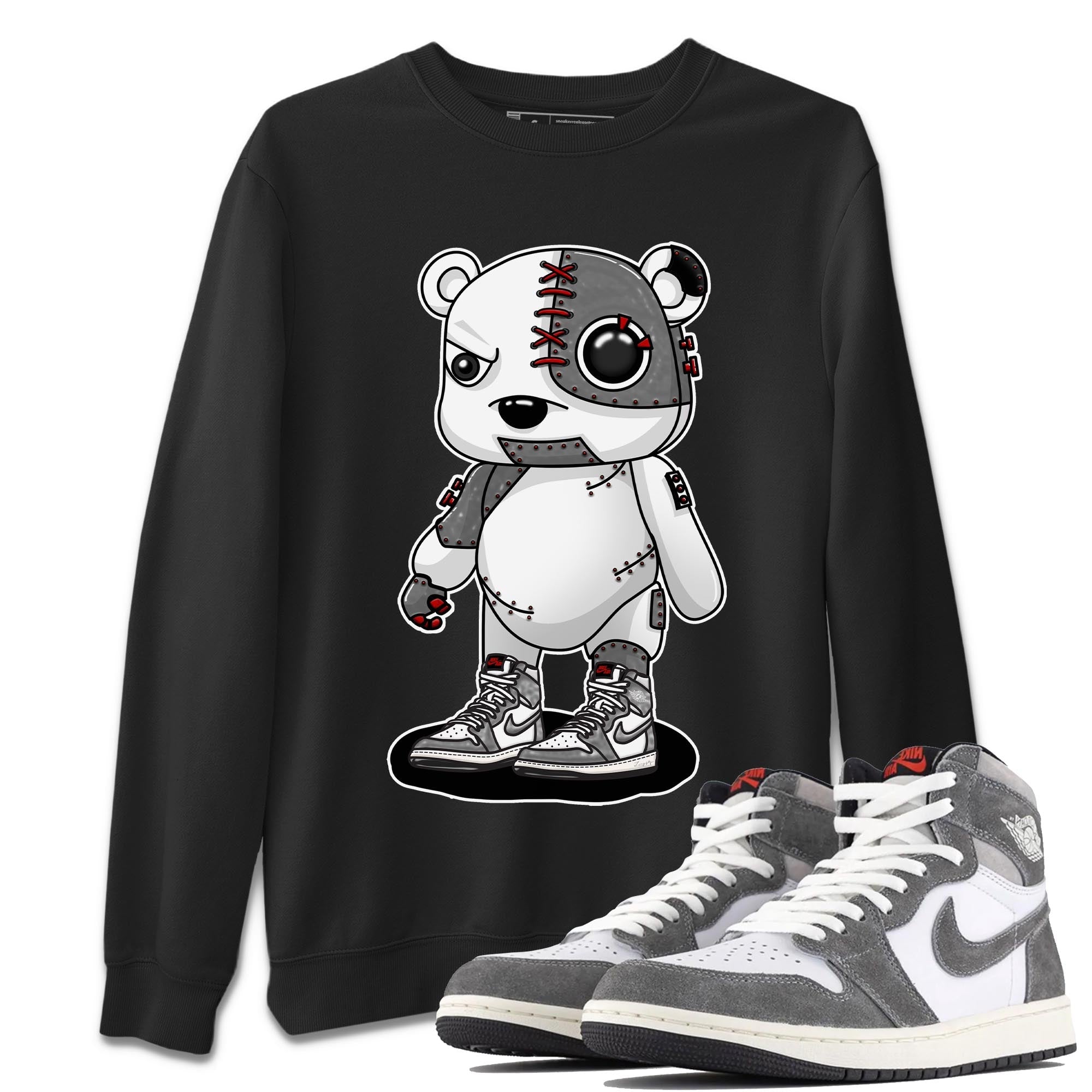 1s High OG Washed Heritage Sneaker Match Tees Cyborg Bear Streetwear Sneaker Shirt Air Jordan 1 Washed Heritage Sneaker Release Tees Unisex Shirts Black 1