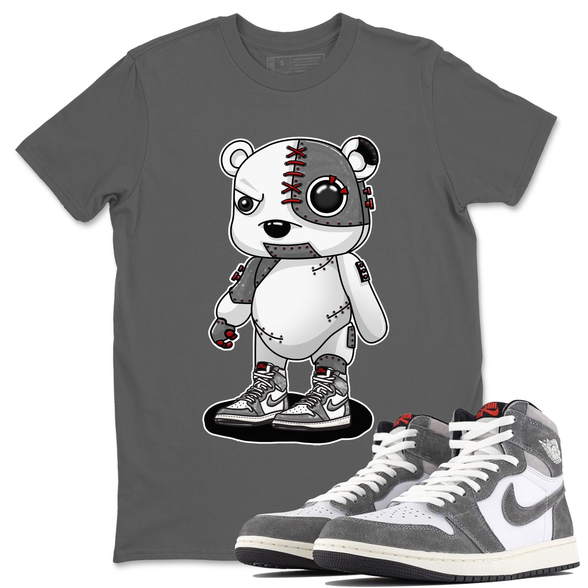 1s High OG Washed Heritage Sneaker Match Tees Cyborg Bear Streetwear Sneaker Shirt Air Jordan 1 Washed Heritage Sneaker Release Tees Unisex Shirts Cool Grey 1
