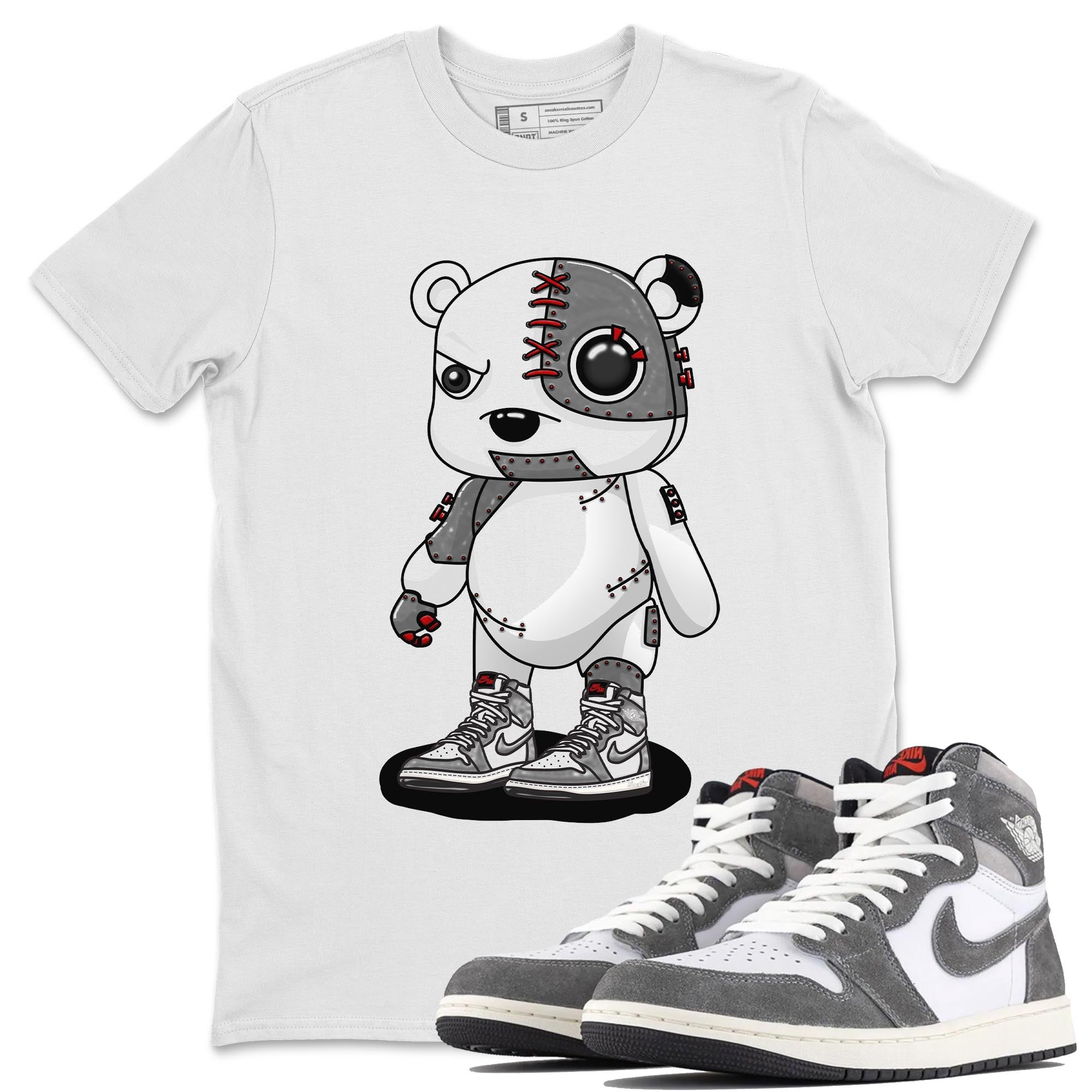 1s High OG Washed Heritage Sneaker Match Tees Cyborg Bear Streetwear Sneaker Shirt Air Jordan 1 Washed Heritage Sneaker Release Tees Unisex Shirts White 1