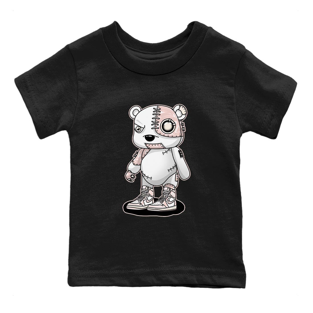 Air Jordan 1 Washed Pink Sneaker Match Tees Cyborg Bear Streetwear Sneaker Shirt AJ1 Washed Pink Sneaker Release Tees Kids Shirts Black 2