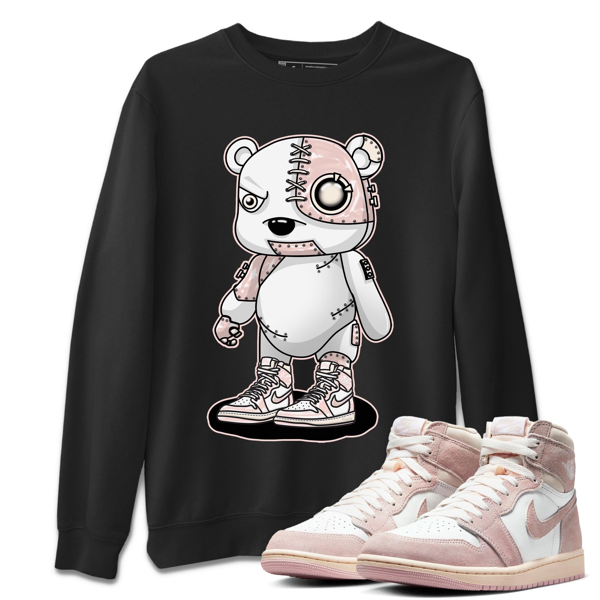 Air Jordan 1 Washed Pink Sneaker Match Tees Cyborg Bear Streetwear Sneaker Shirt AJ1 Washed Pink Sneaker Release Tees Unisex Shirts Black 1