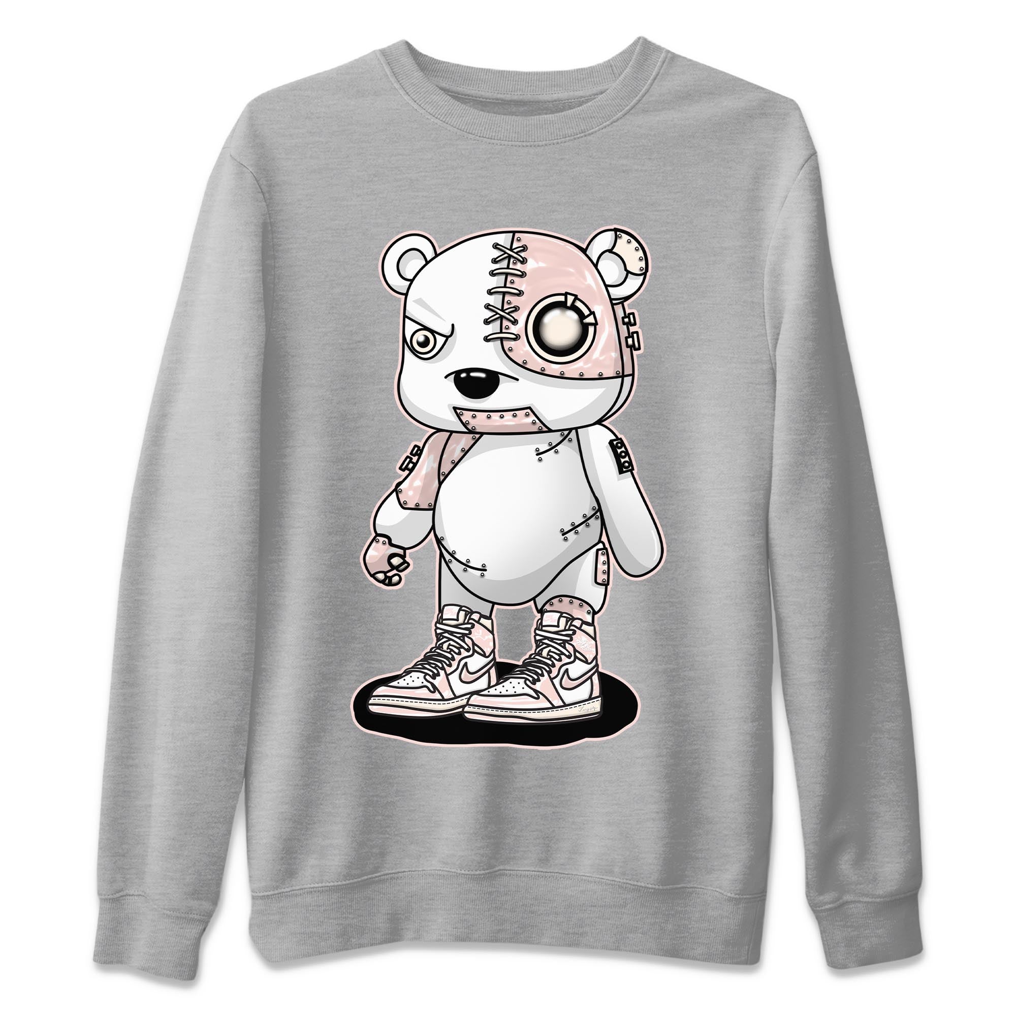 Air Jordan 1 Washed Pink Sneaker Match Tees Cyborg Bear Streetwear Sneaker Shirt AJ1 Washed Pink Sneaker Release Tees Unisex Shirts Heather Grey 2
