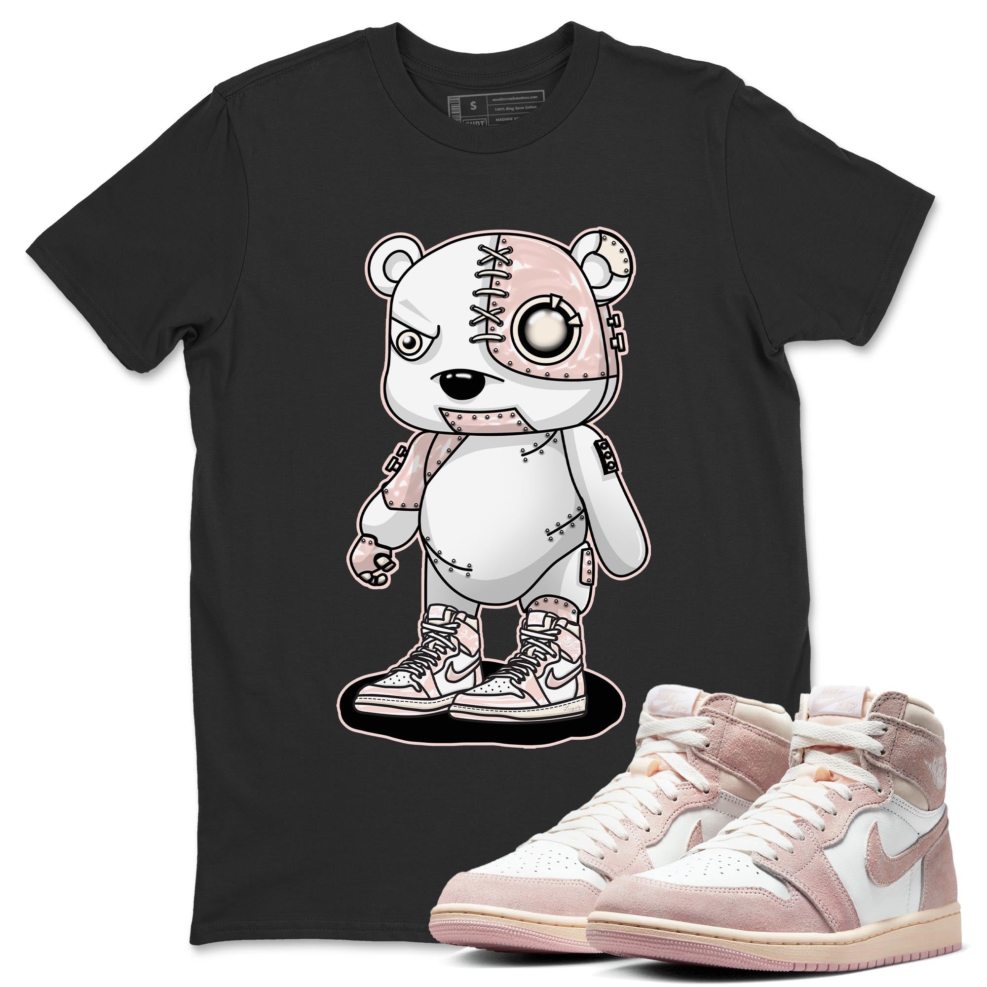 Air Jordan 1 Washed Pink Sneaker Match Tees Cyborg Bear Streetwear Sneaker Shirt AJ1 Washed Pink Sneaker Release Tees Unisex Shirts Black 1