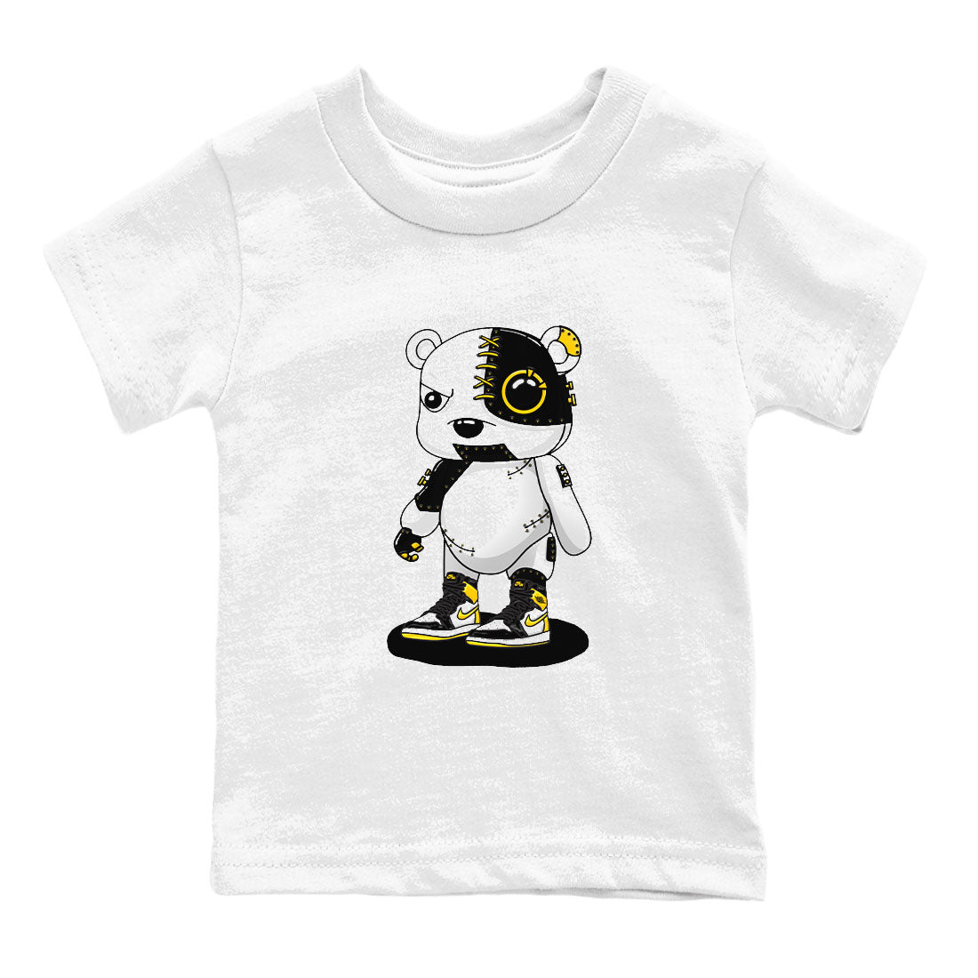 1s Yellow Ochre shirt to match jordans Cyborg Bear sneaker tees Air Jordan 1 High OG Yellow Ochre Drip Gear Zone baby toddler White 2 cotton Shirt
