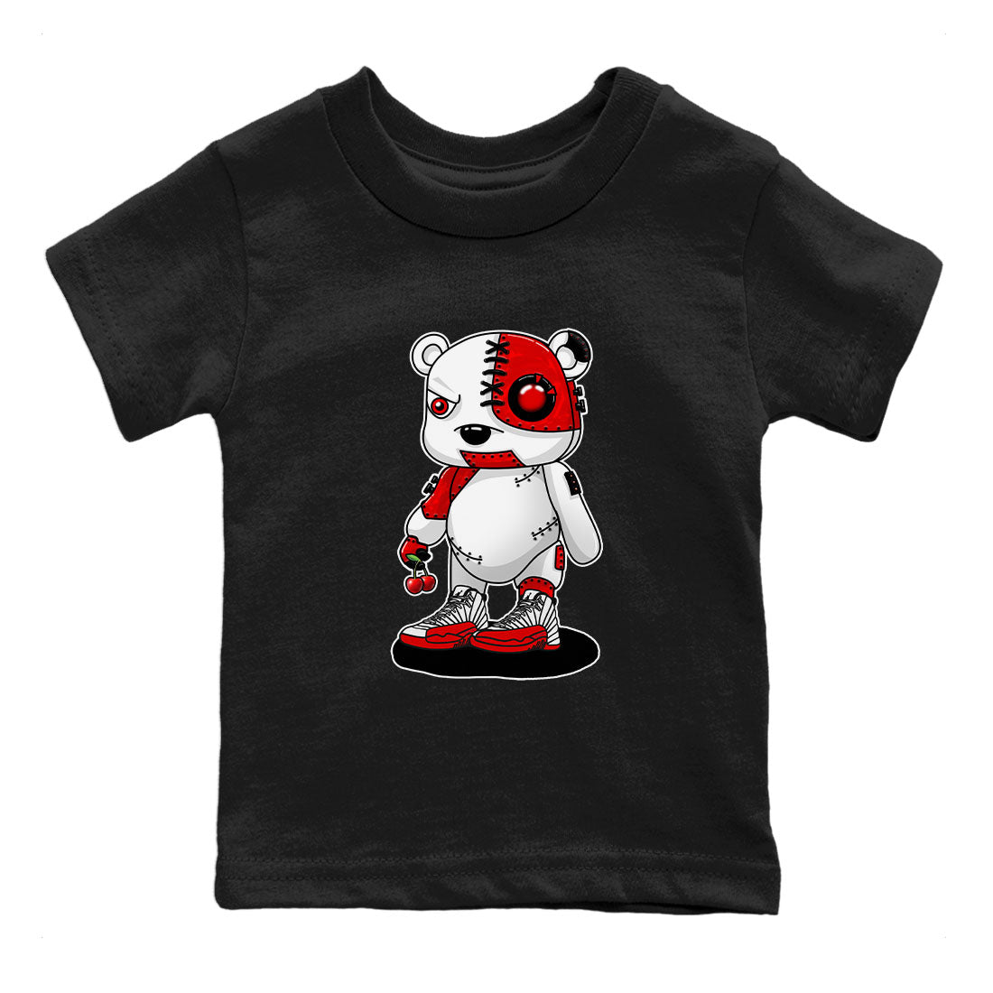 Jordan 12 Retro Cherry shirt to match jordans Varsity Red Cyborg Bear special sneaker matching tees 12s Cherry Drip Gear Zone Baby Toddler Black 2 T-Shirt