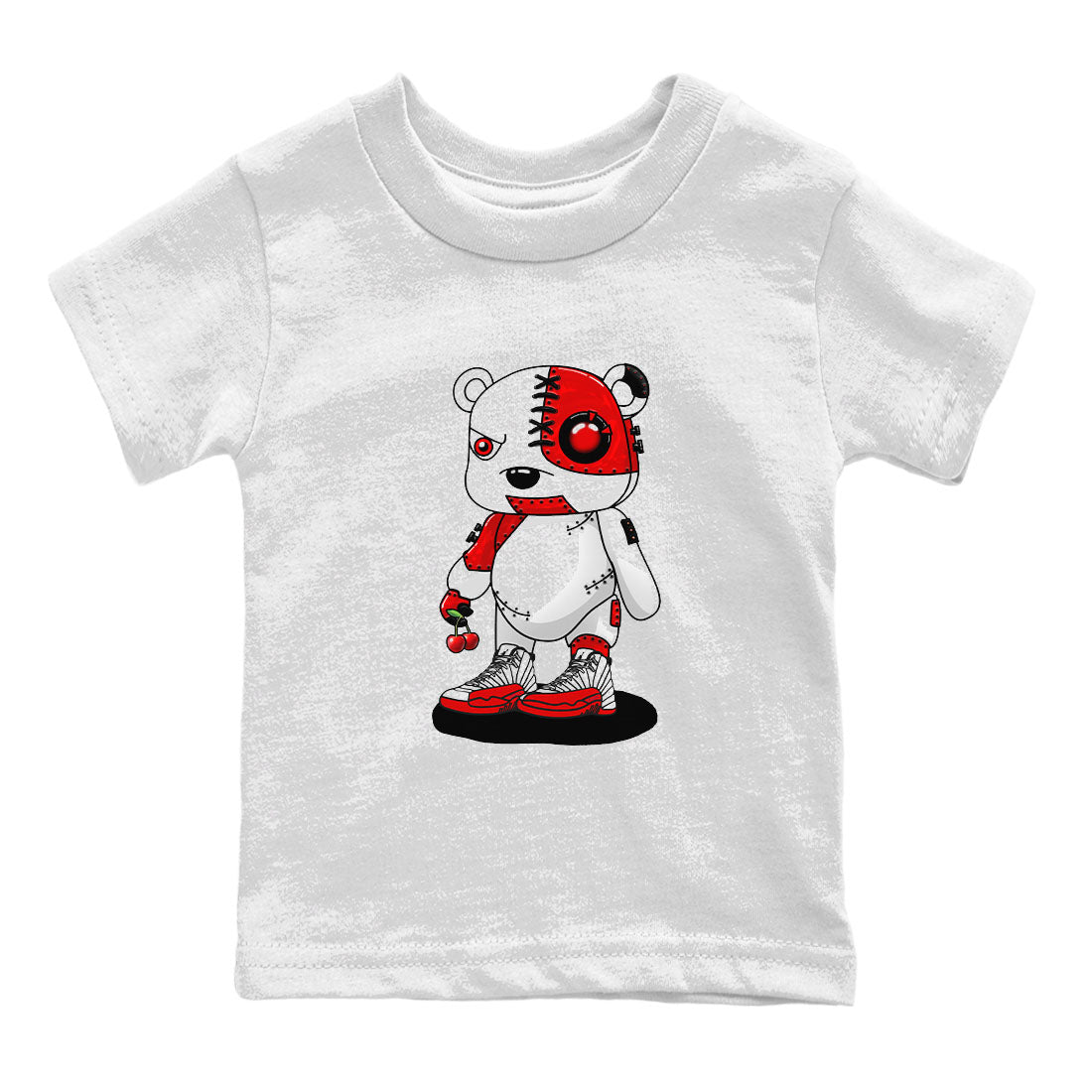 Jordan 12 Retro Cherry shirt to match jordans Varsity Red Cyborg Bear special sneaker matching tees 12s Cherry Drip Gear Zone Baby Toddler White 2 T-Shirt