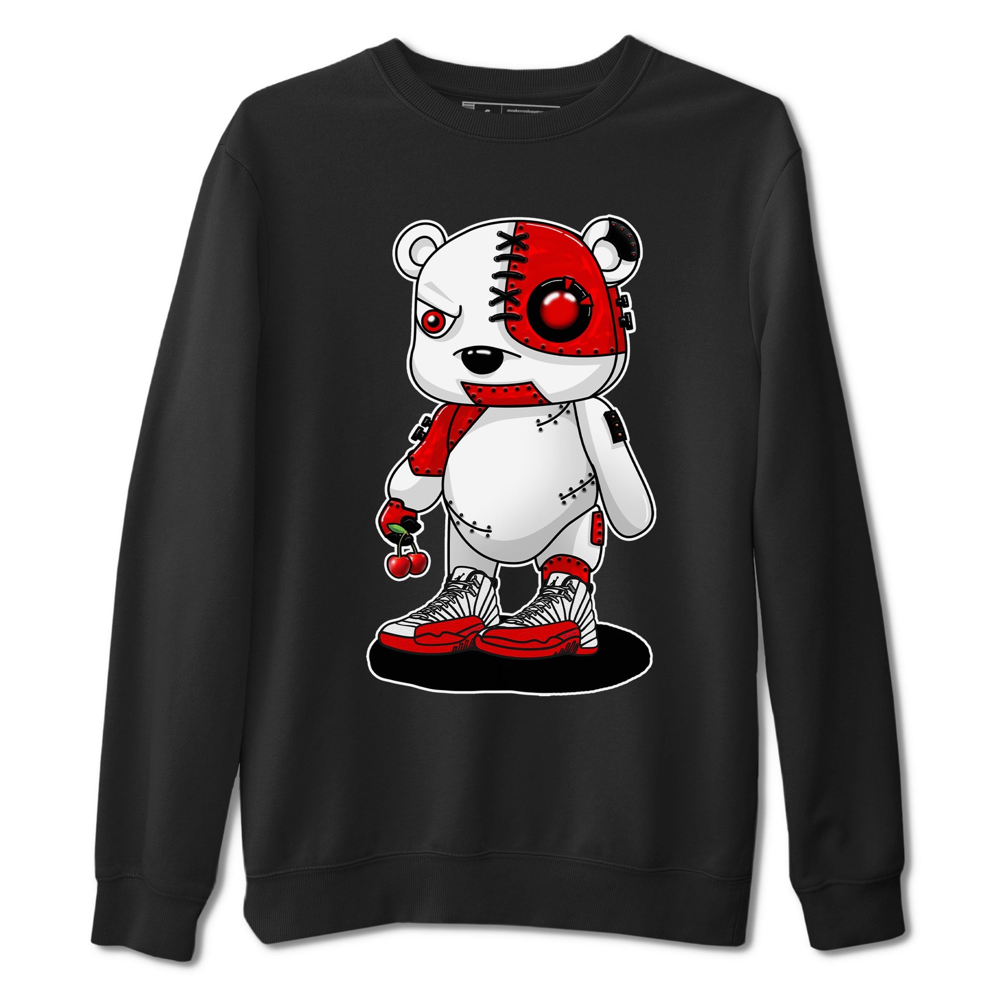 Jordan 12 Retro Cherry shirt to match jordans Varsity Red Cyborg Bear special sneaker matching tees 12s Cherry Drip Gear Zone Unisex Black 2 T-Shirt