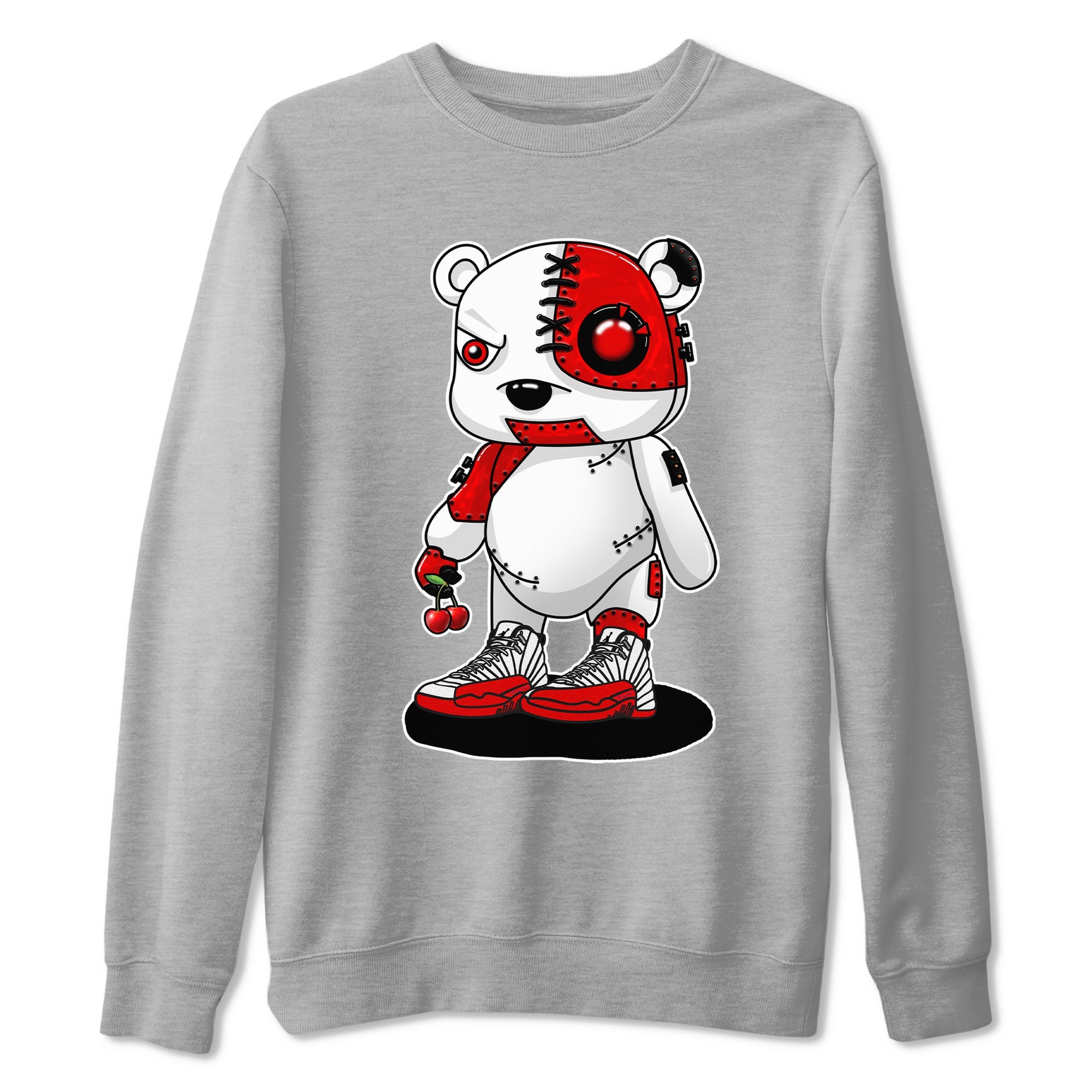 Jordan 12 Retro Cherry shirt to match jordans Varsity Red Cyborg Bear special sneaker matching tees 12s Cherry Drip Gear Zone Unisex Heather Grey 2 T-Shirt