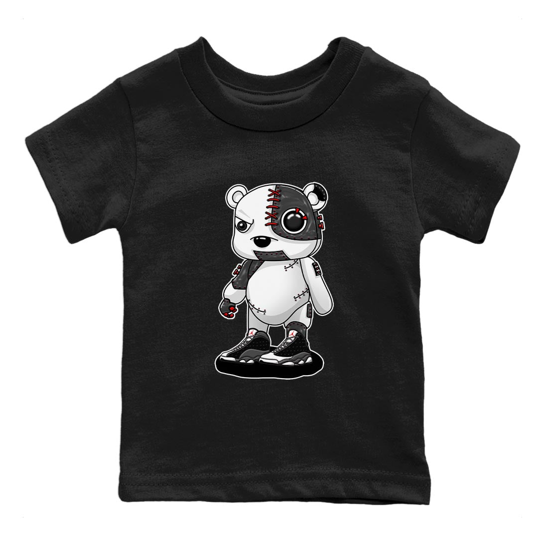 Air Jordan 13 Black Flint Sneaker Match Tees Cyborg Bear Streetwear Sneaker Shirt AJ 13s Black Flint Sneaker Release Tees Kids Shirts Black 2