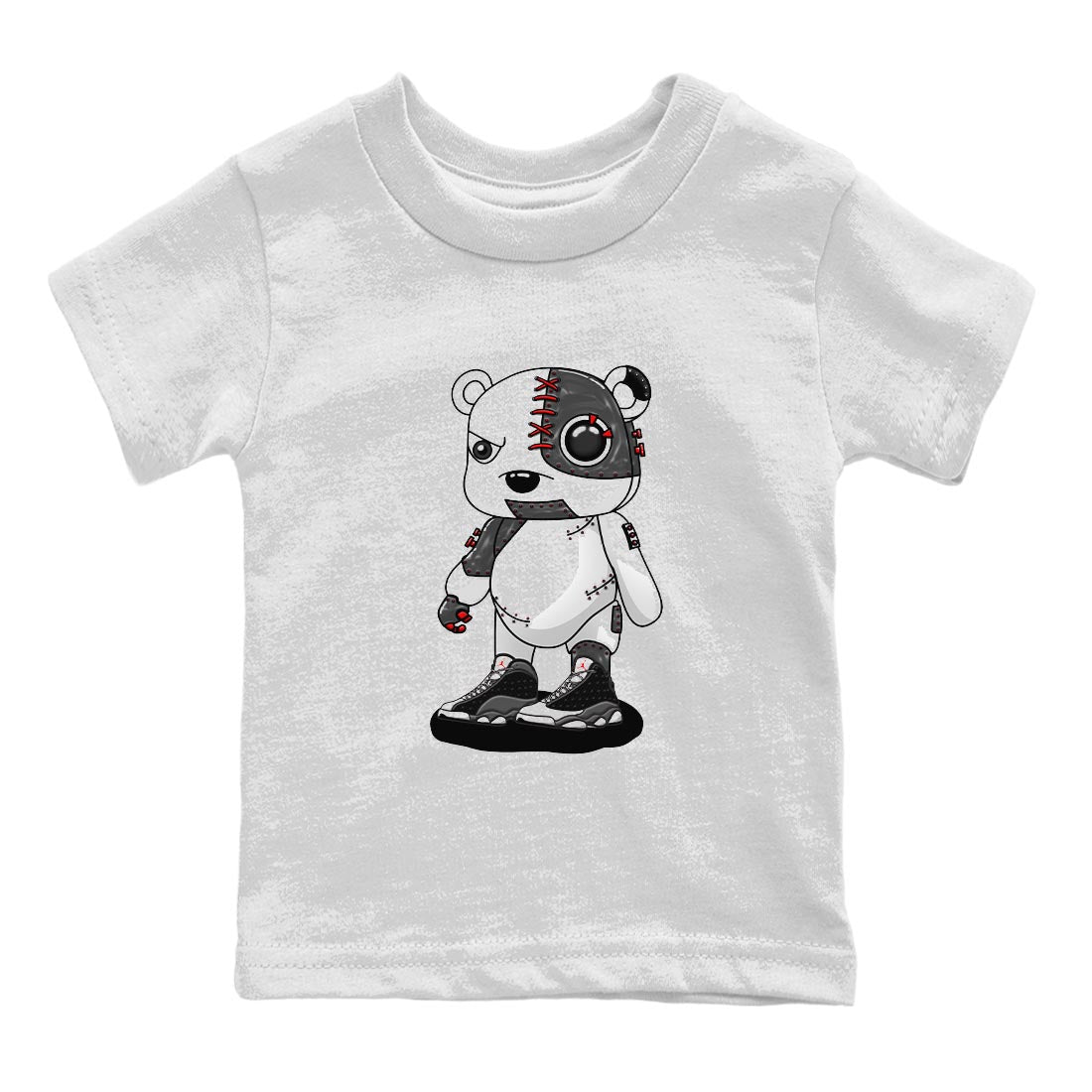 Air Jordan 13 Black Flint Sneaker Match Tees Cyborg Bear Streetwear Sneaker Shirt AJ 13s Black Flint Sneaker Release Tees Kids Shirts White 2