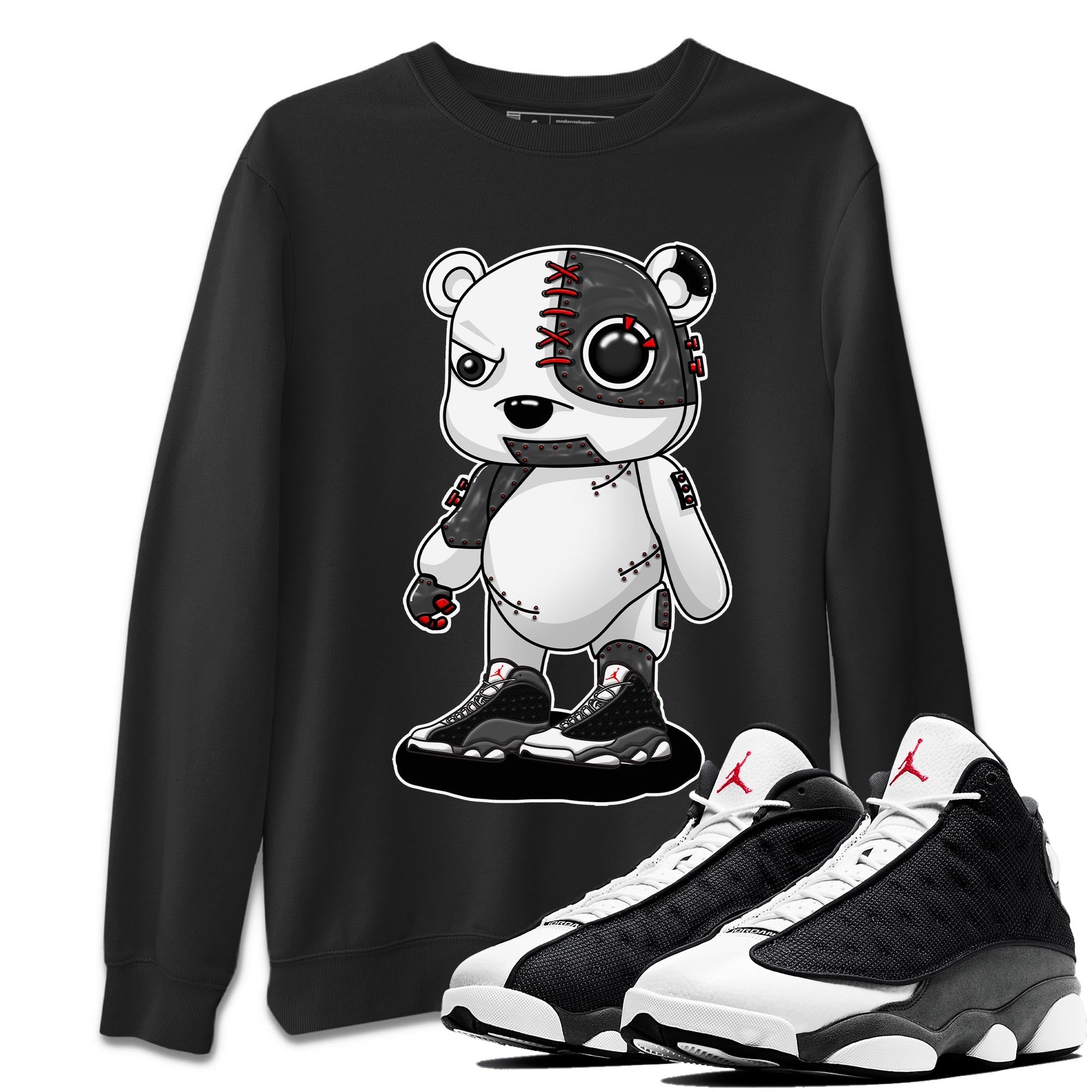 Air Jordan 13 Black Flint Sneaker Match Tees Cyborg Bear Streetwear Sneaker Shirt AJ 13s Black Flint Sneaker Release Tees Unisex Shirts Black 1