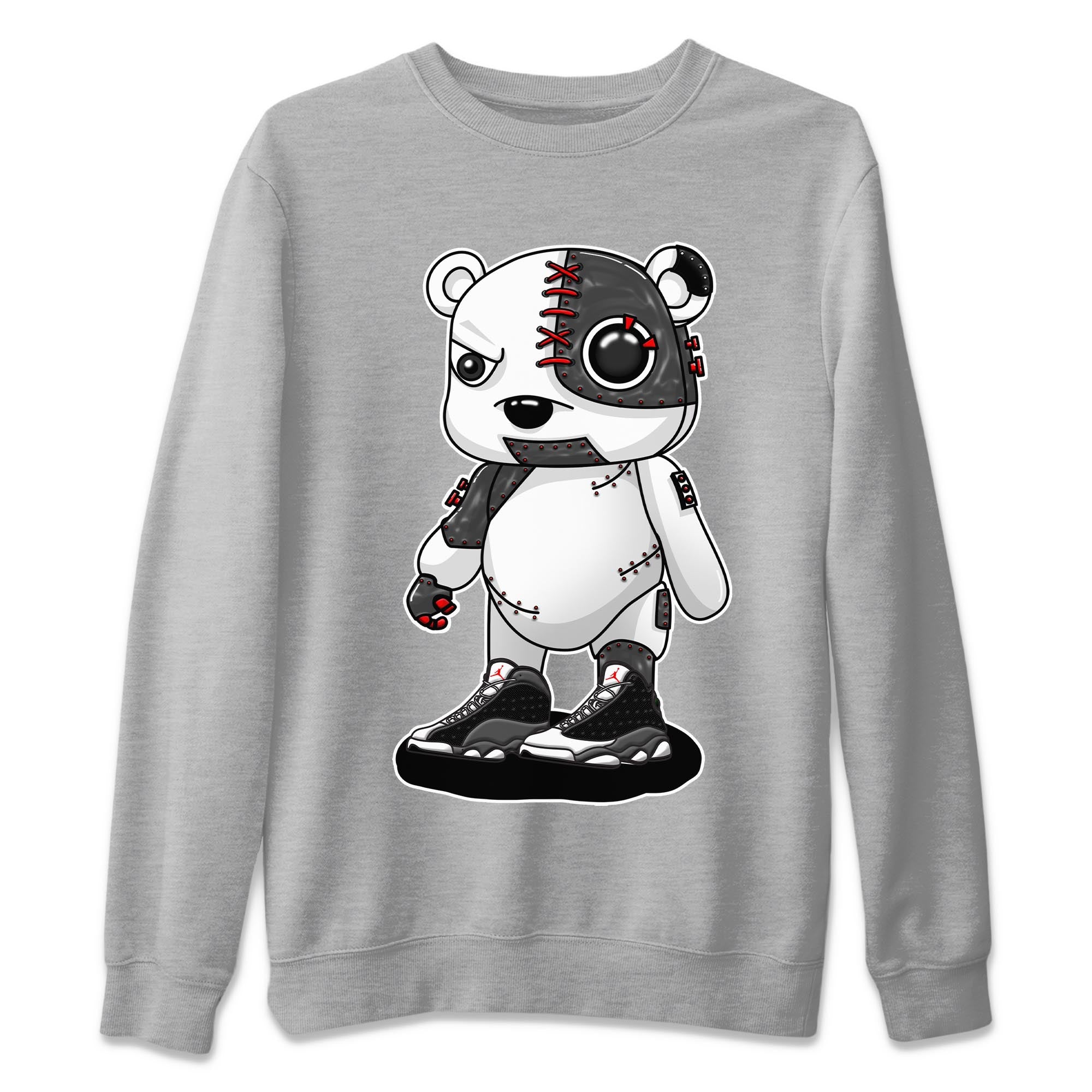 Air Jordan 13 Black Flint Sneaker Match Tees Cyborg Bear Streetwear Sneaker Shirt AJ 13s Black Flint Sneaker Release Tees Unisex Shirts Heather Grey 2