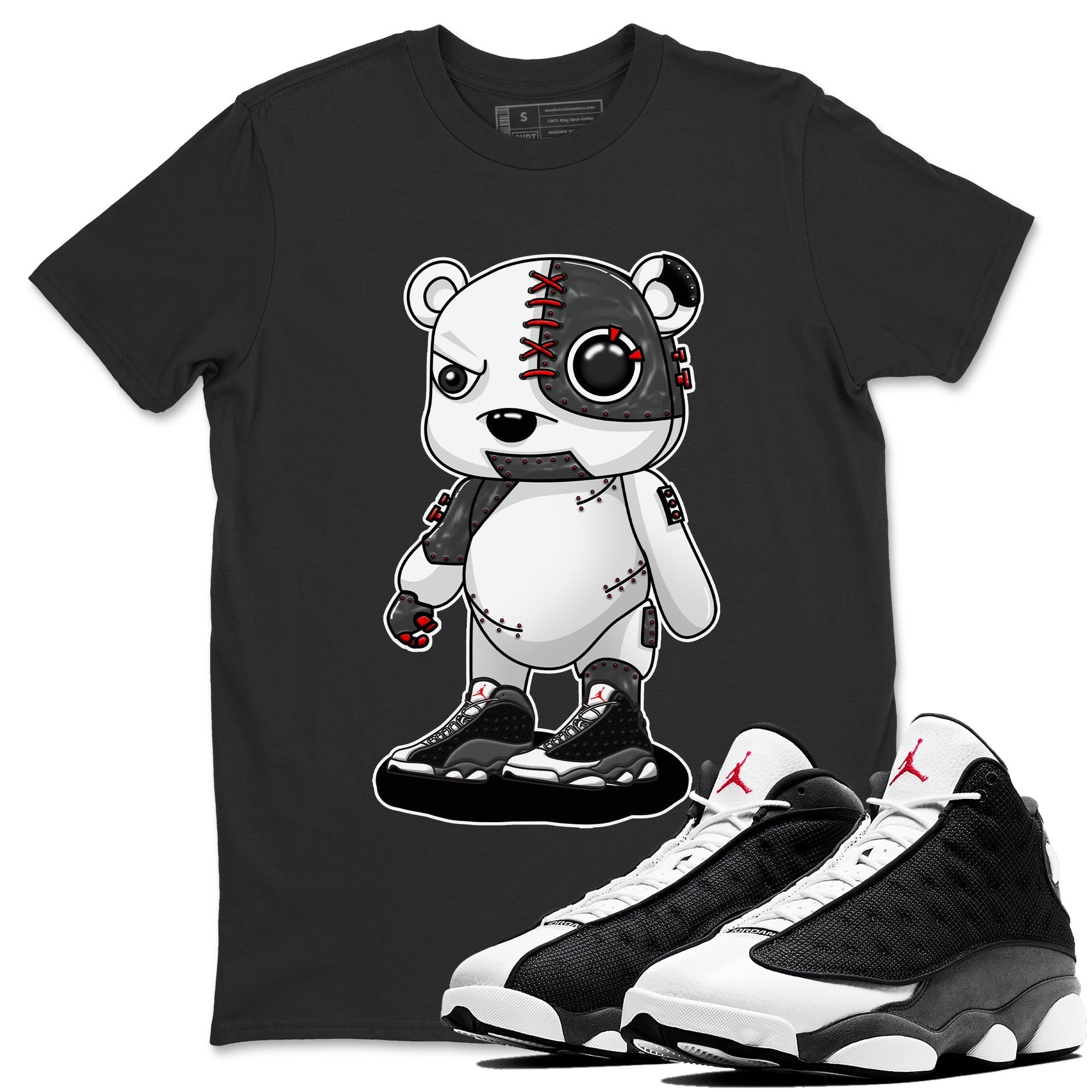 Air Jordan 13 Black Flint Sneaker Match Tees Cyborg Bear Streetwear Sneaker Shirt AJ 13s Black Flint Sneaker Release Tees Unisex Shirts Black 1