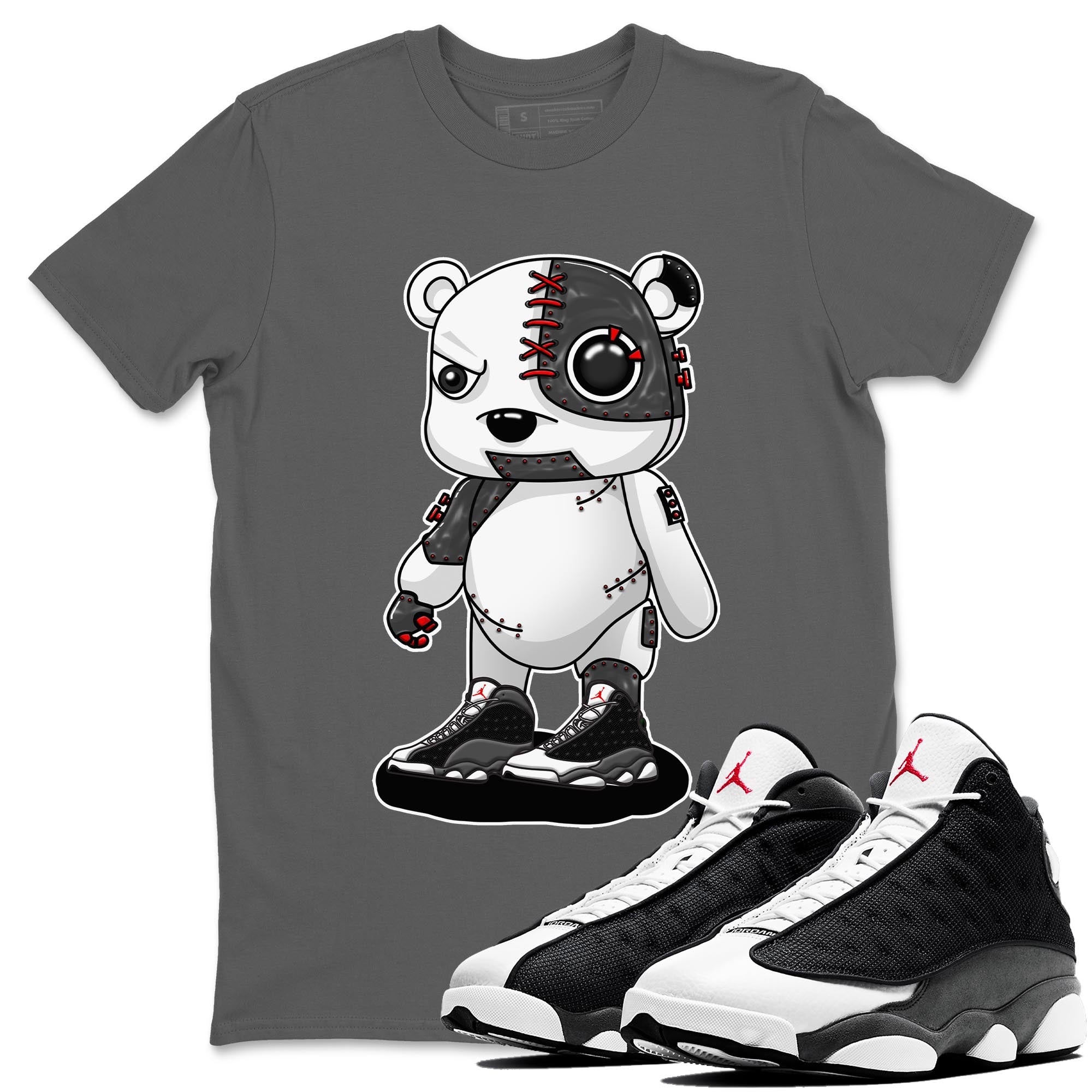 Air Jordan 13 Black Flint Sneaker Match Tees Cyborg Bear Streetwear Sneaker Shirt AJ 13s Black Flint Sneaker Release Tees Unisex Shirts Cool Grey 1