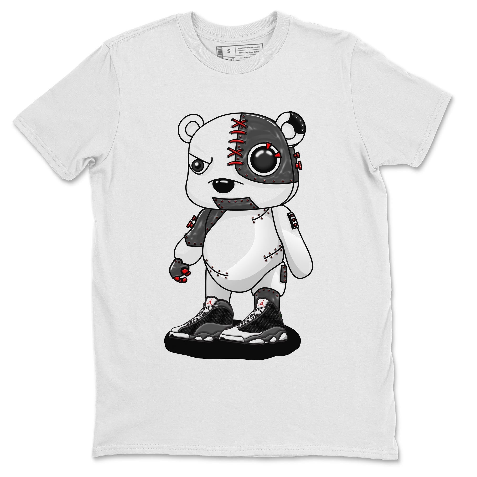Air Jordan 13 Black Flint Sneaker Match Tees Cyborg Bear Streetwear Sneaker Shirt AJ 13s Black Flint Sneaker Release Tees Unisex Shirts White 2