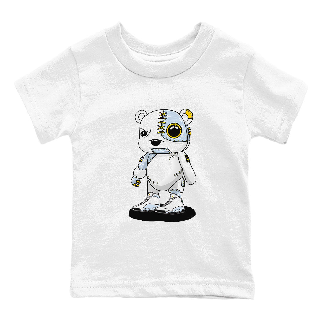 13s Blue Grey shirt to match jordans Cyborg Bear sneaker tees Air Jordan 13 Blue Grey Drip Gear Zone baby toddler White 2 cotton Shirt