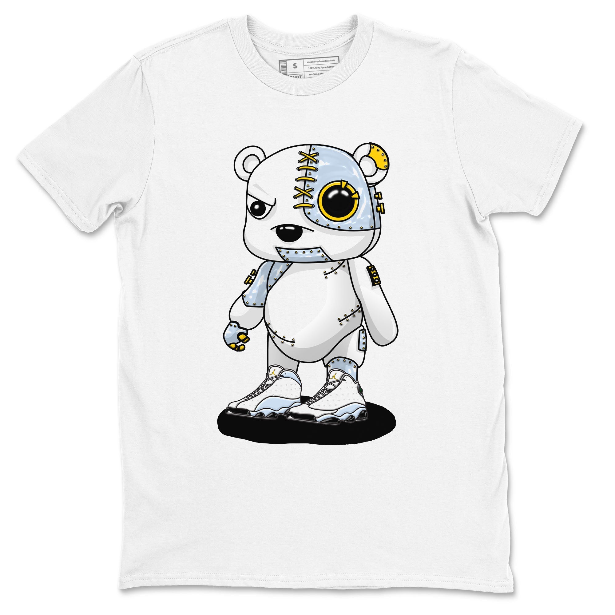 13s Blue Grey shirt to match jordans Cyborg Bear sneaker tees Air Jordan 13 Blue Grey Drip Gear Zone unisex cotton White 2 crew neck shirt