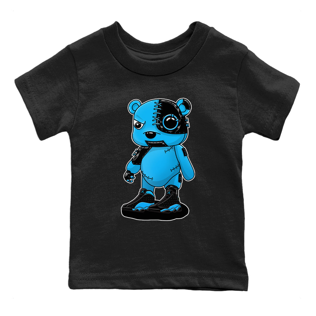 Jordan 13 UNC Sneaker Matching T-Shirt Cyborg Bear Sneaker Tees Jordan 13 UNC Sneaker Release Tees Kids Shirts