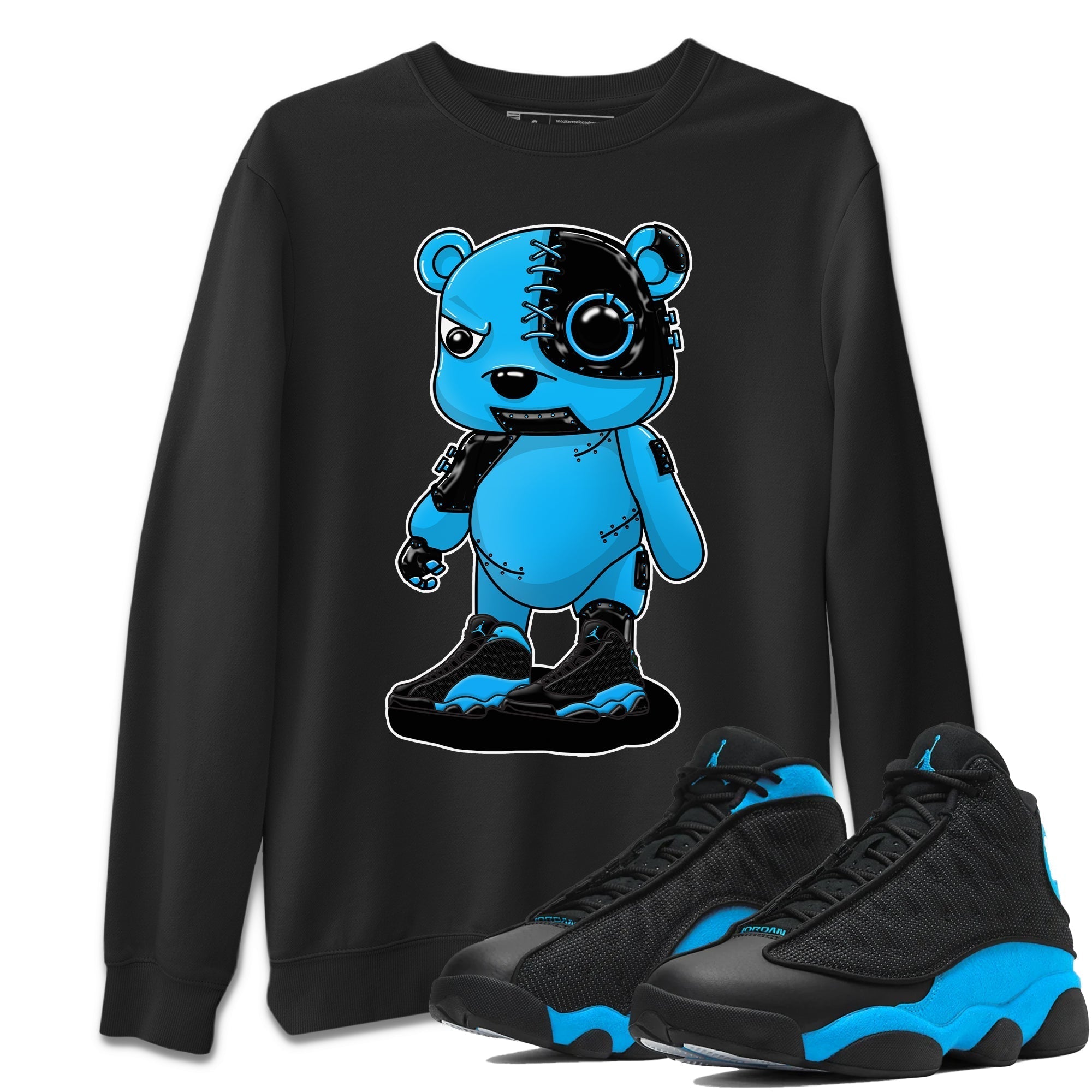 Jordan 13 UNC Sneaker Matching T-Shirt Cyborg Bear Sneaker Tees Jordan 13 UNC Sneaker Release Tees Crew Neck Tees