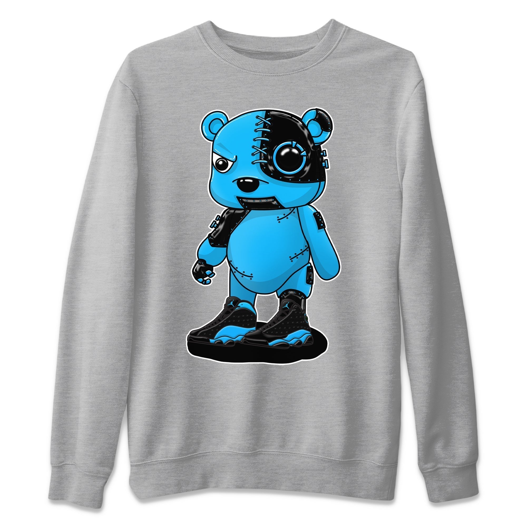 Jordan 13 UNC Sneaker Matching T-Shirt Cyborg Bear Sneaker Tees Jordan 13 UNC Sneaker Release Tees Crew Neck Tees