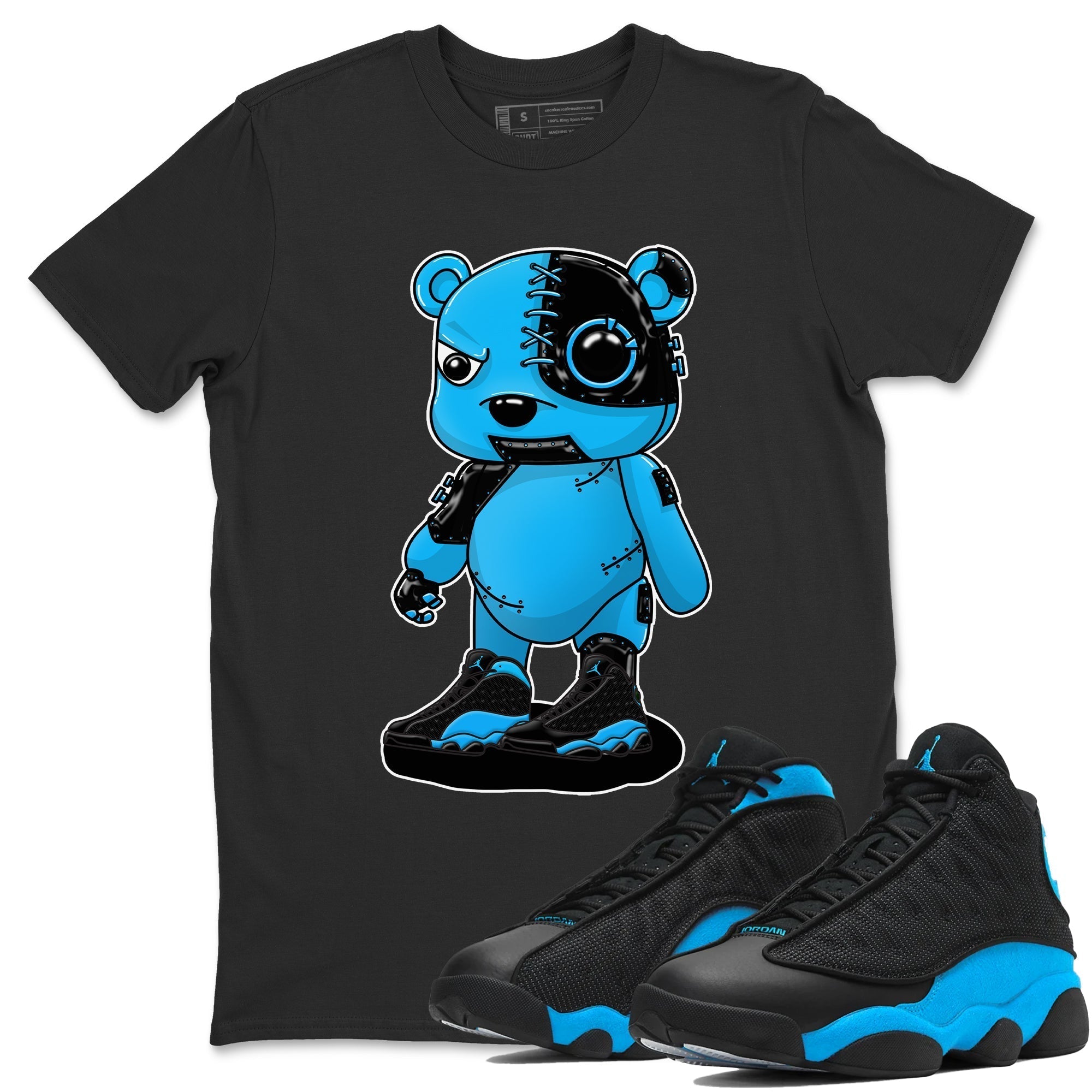 Jordan 13 UNC Sneaker Matching T-Shirt Cyborg Bear Sneaker Tees Jordan 13 UNC Sneaker Release Tees Crew Neck Tees
