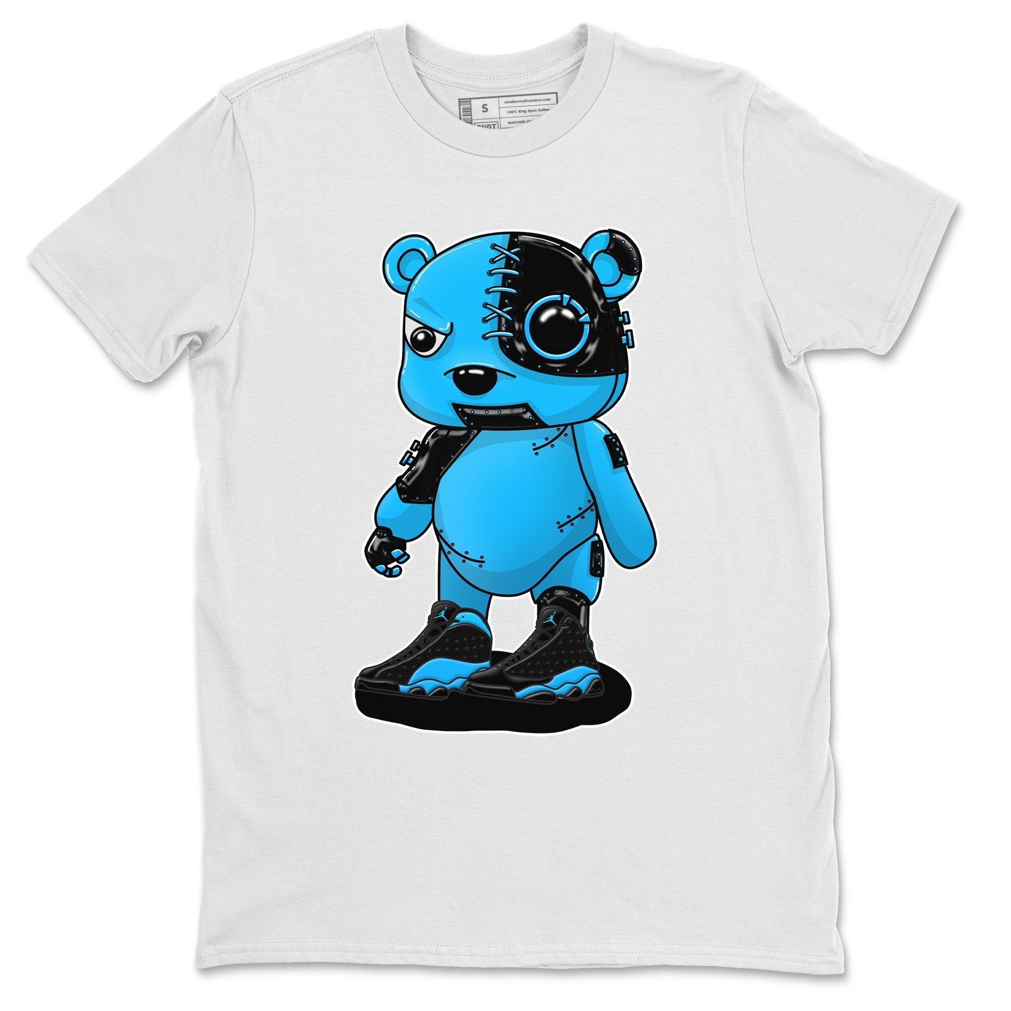 Jordan 13 UNC Sneaker Matching T-Shirt Cyborg Bear Sneaker Tees Jordan 13 UNC Sneaker Release Tees Crew Neck Tees