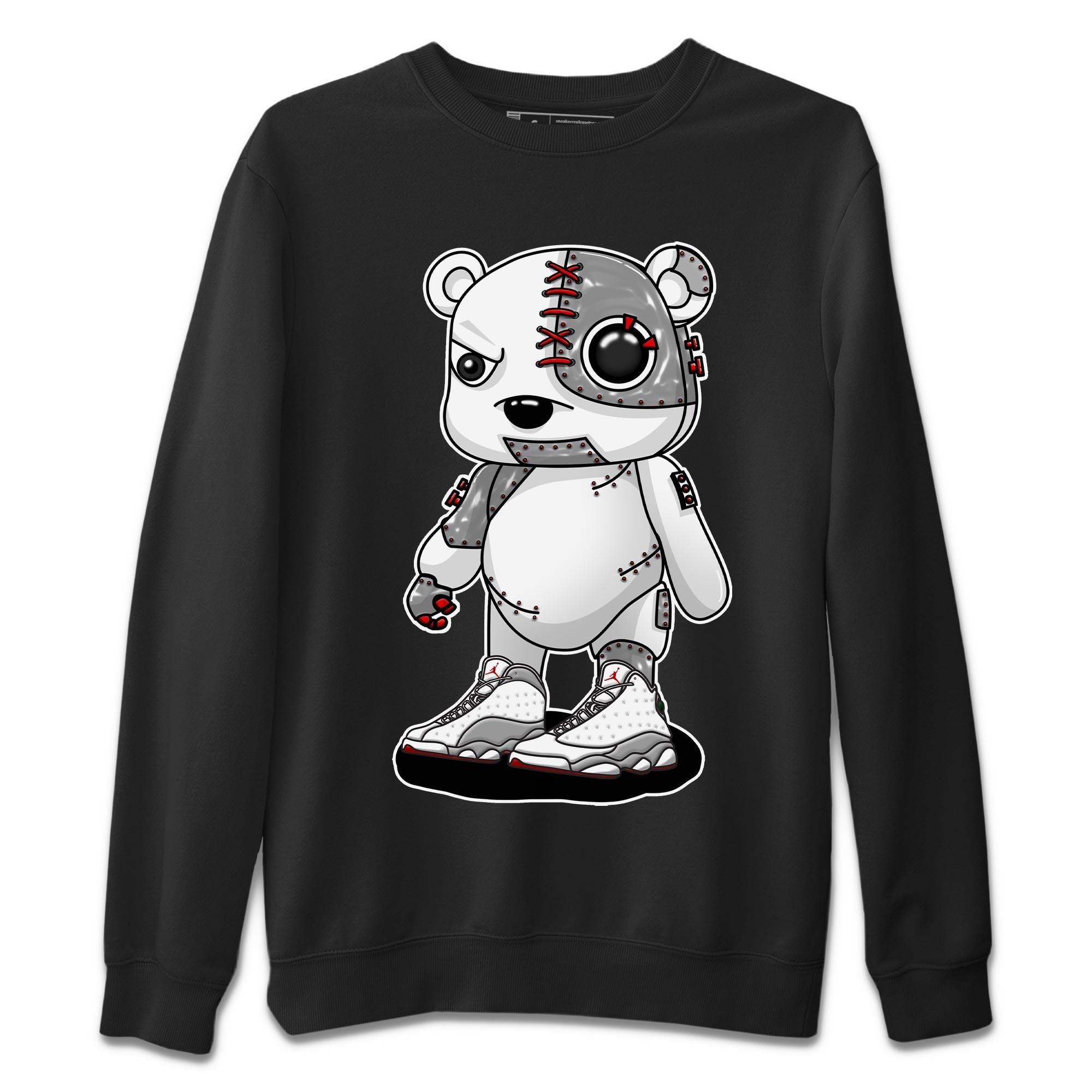 AJ13 Wolf Grey Sneaker Match Tees Cyborg Bear Streetwear Sneaker Shirt Air Jordan 13 Wolf Grey Drip Gear Zone Sneaker Matching Clothing Unisex Shirts Black 2