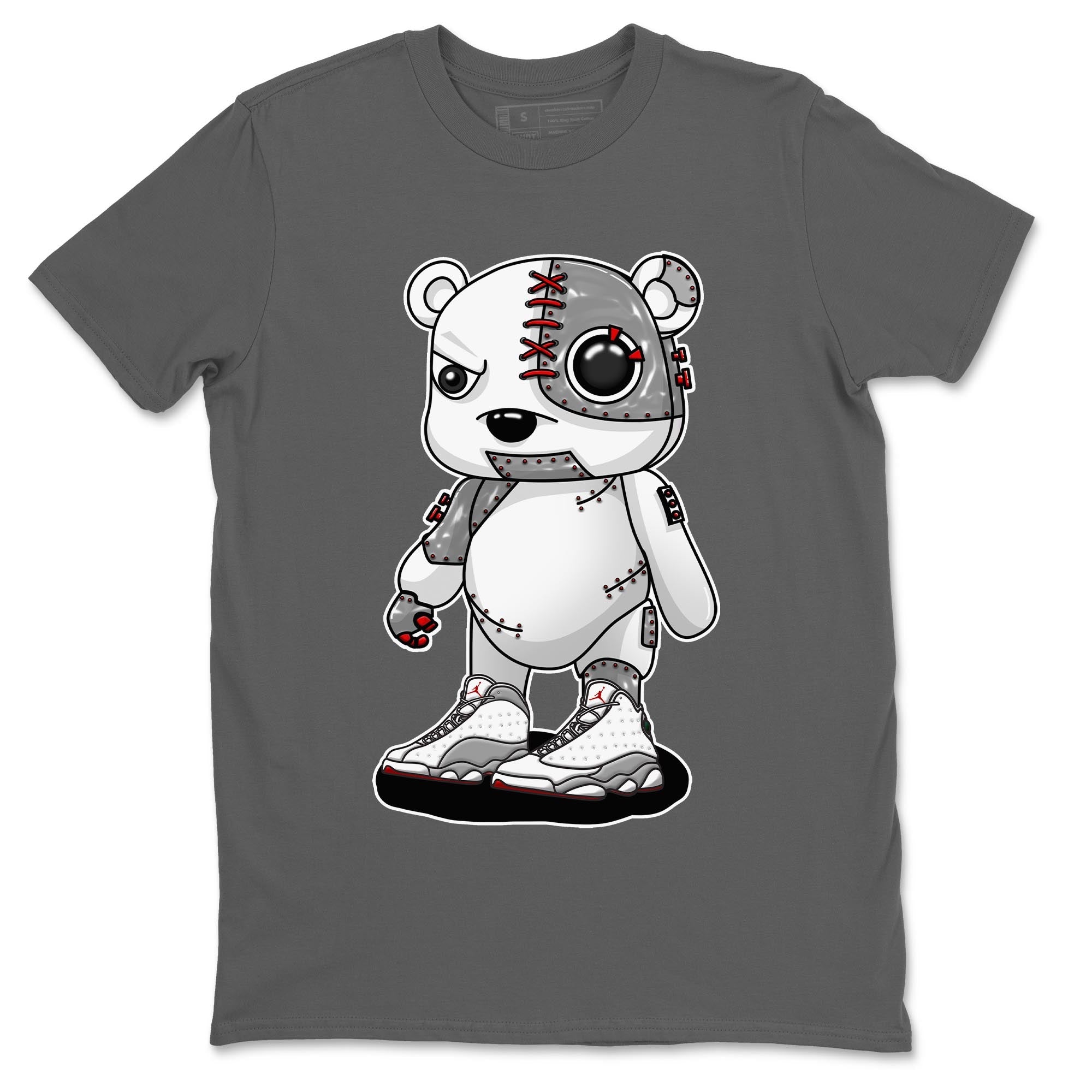 AJ13 Wolf Grey Sneaker Match Tees Cyborg Bear Streetwear Sneaker Shirt Air Jordan 13 Wolf Grey Drip Gear Zone Sneaker Matching Clothing Unisex Shirts Cool Grey 2