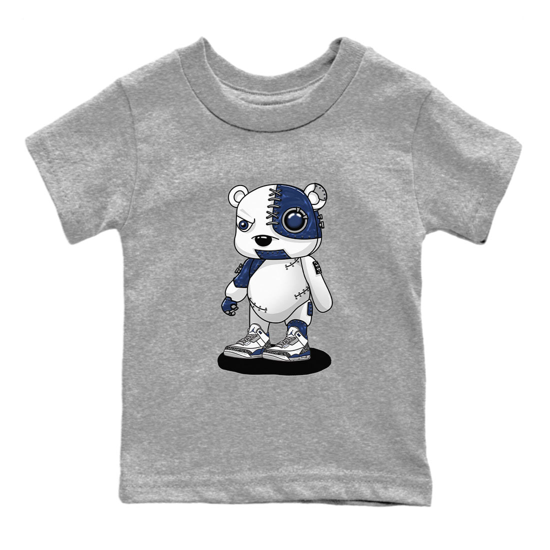 Air Jordan 3 Retro Midnight Navy shirt to match jordans Cyborg Bear sneaker shirt 3s Midnight Navy Drip Gear Zone baby toddler Heather Grey 2 cotton Shirt
