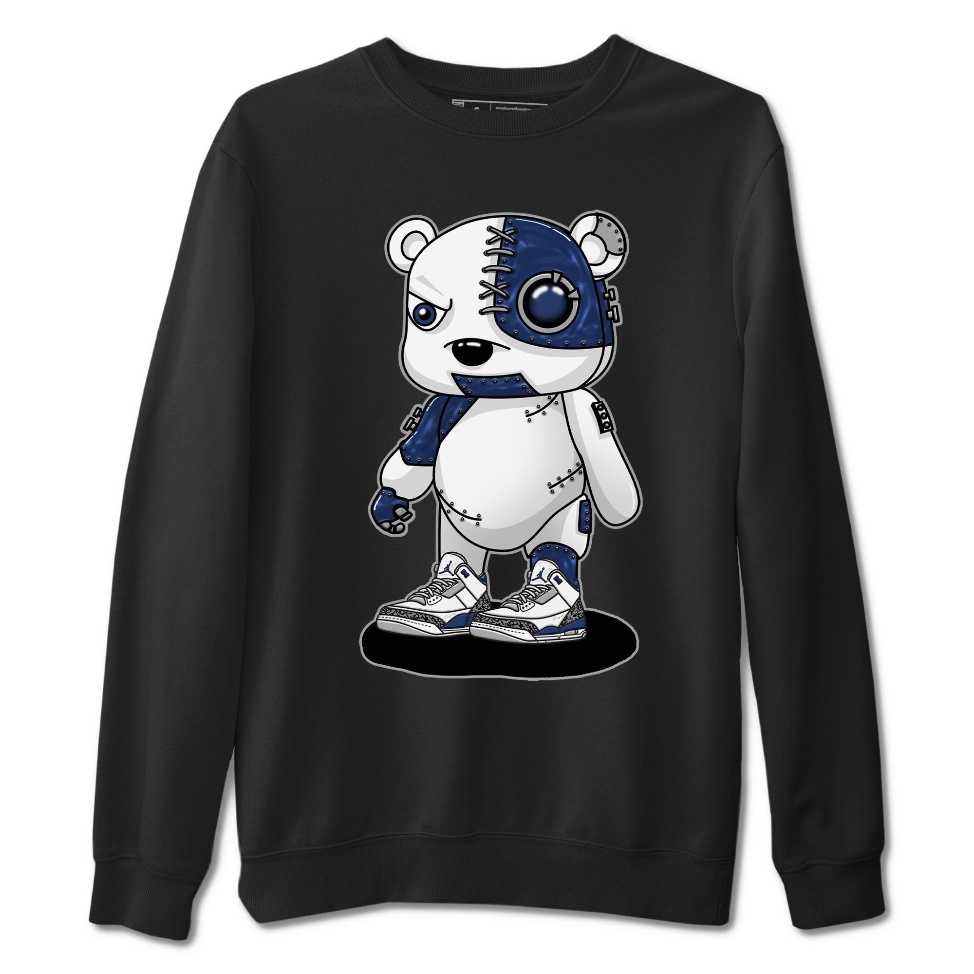 Air Jordan 3 Retro Midnight Navy shirt to match jordans Cyborg Bear sneaker shirt 3s Midnight Navy Drip Gear Zone unisex crew neck cotton Black 2 crew neck shirt