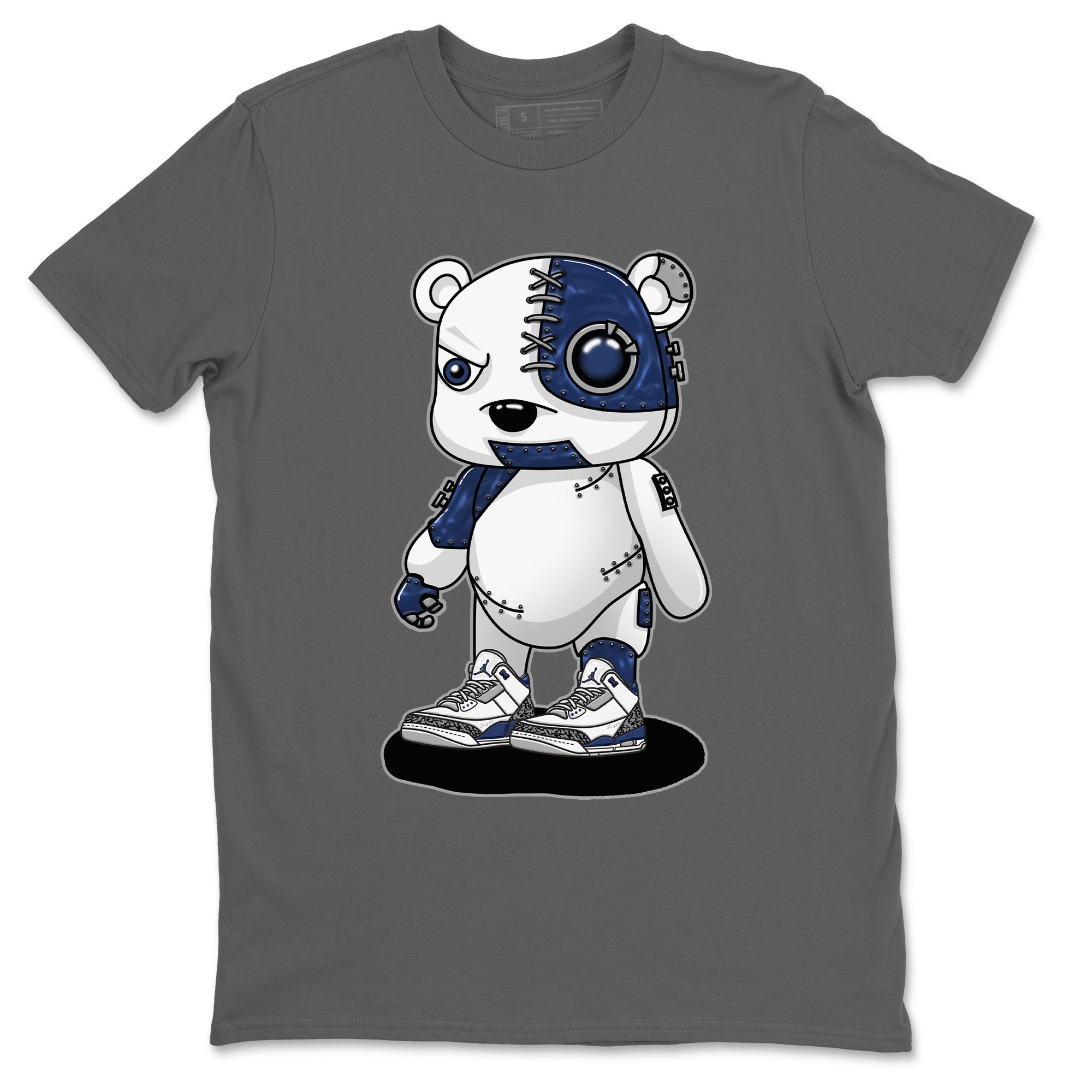 Air Jordan 3 Retro Midnight Navy shirt to match jordans Cyborg Bear sneaker shirt 3s Midnight Navy Drip Gear Zone unisex crew neck cotton Cool Grey 2 crew neck shirt